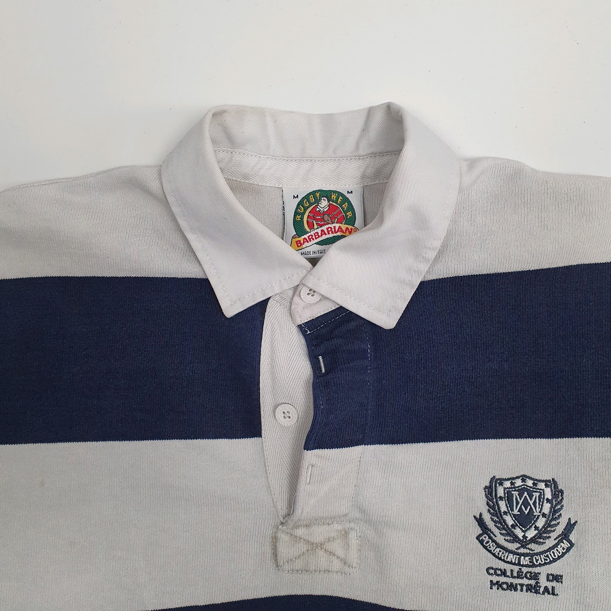Mens Navy Barbarian Montreal College Rugby Crewneck Polo Shirt