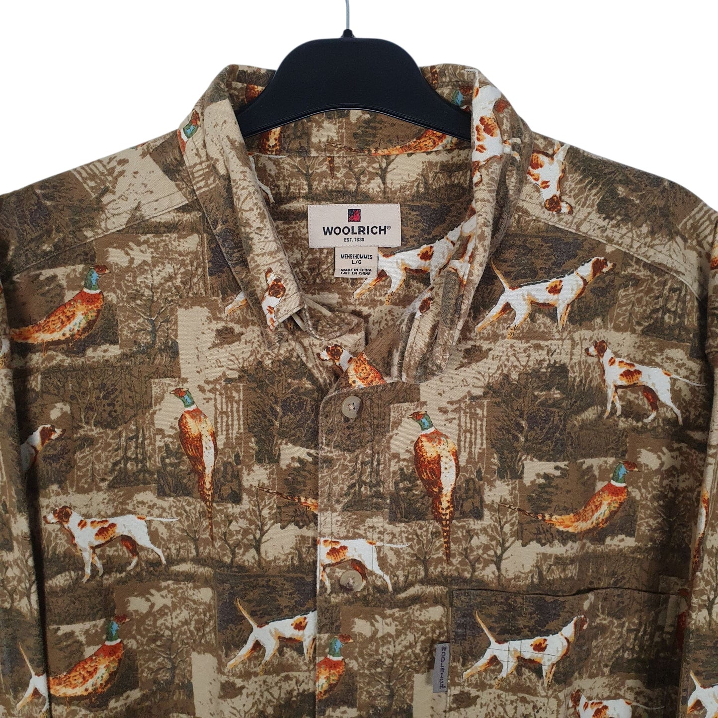 Mens Brown Woolrich Hunting Pheasants Hounds  Shirt