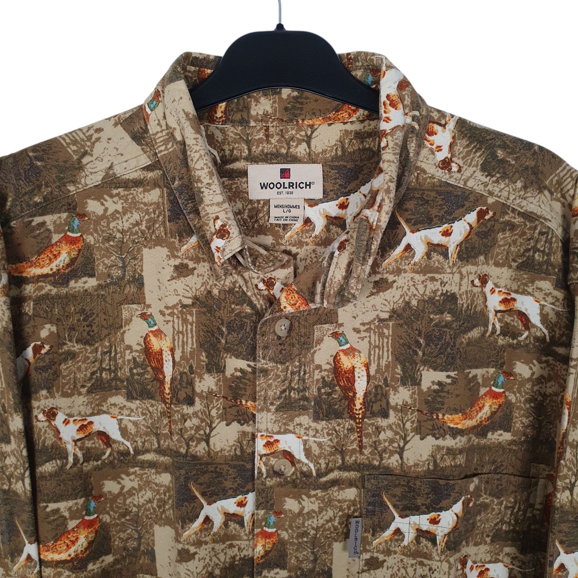Mens Brown Woolrich Hunting Pheasants Hounds  Shirt