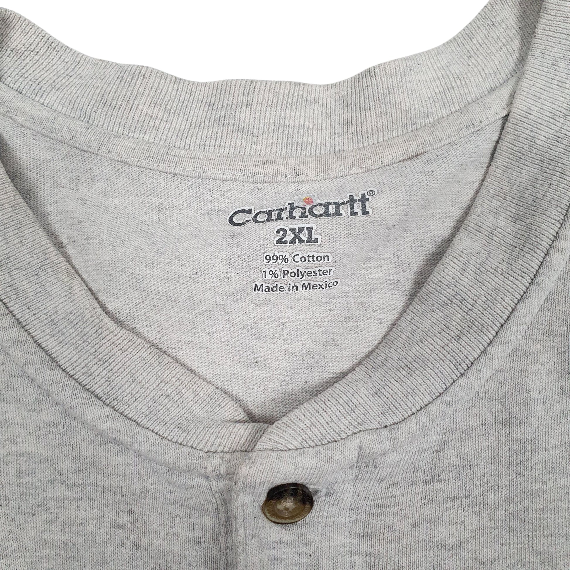 Mens Grey Carhartt Henley K84 ASH  T Shirt