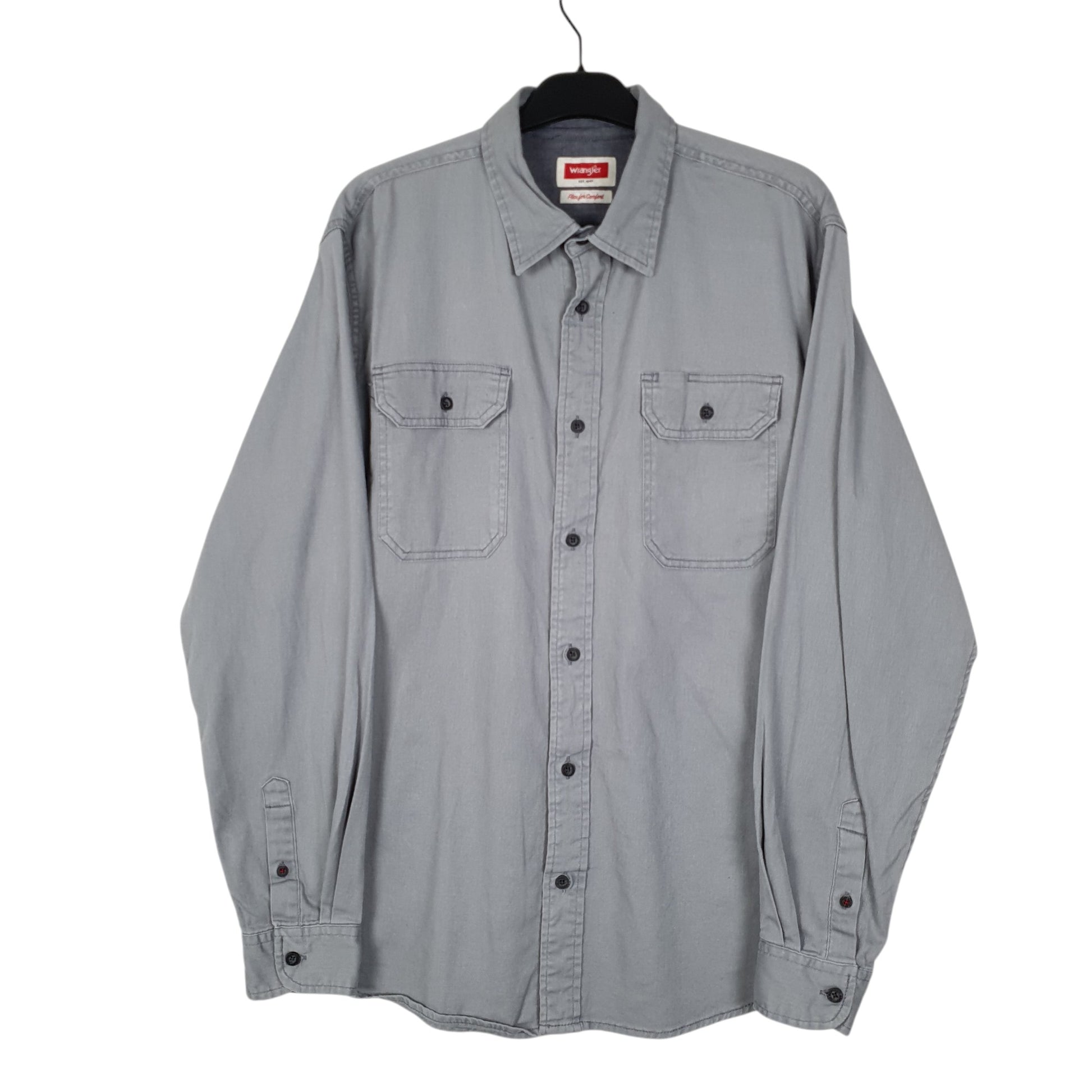 Mens Grey Wrangler  Long Sleeve Shirt