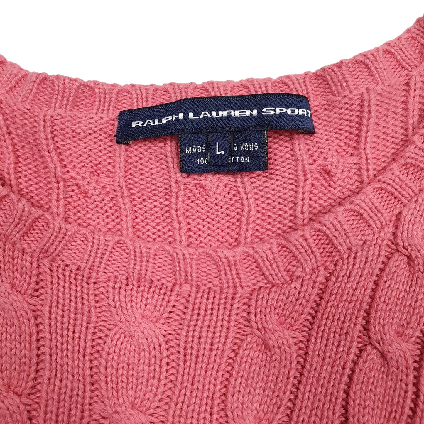Womens Pink Ralph Lauren Sport Cable Knit Crewneck Jumper