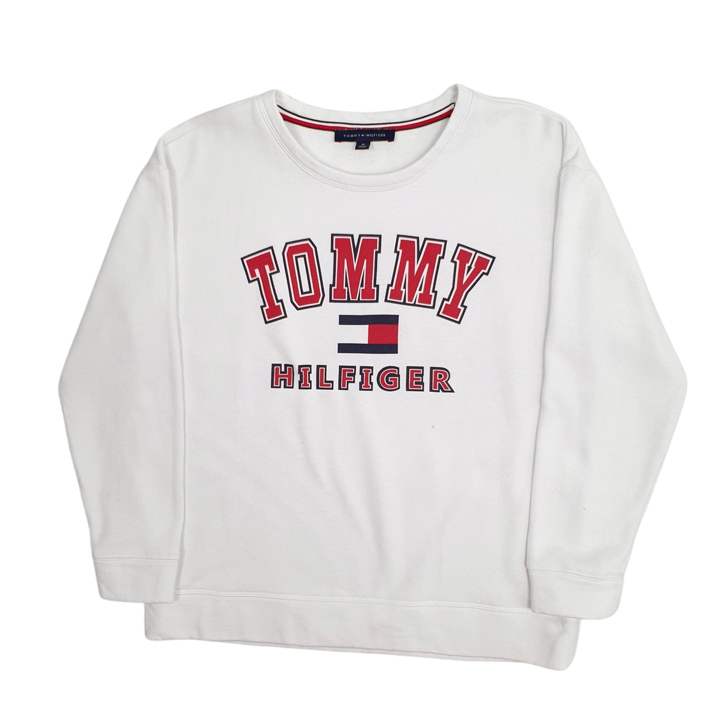 Mens White Tommy Hilfiger Spellout Crewneck Jumper
