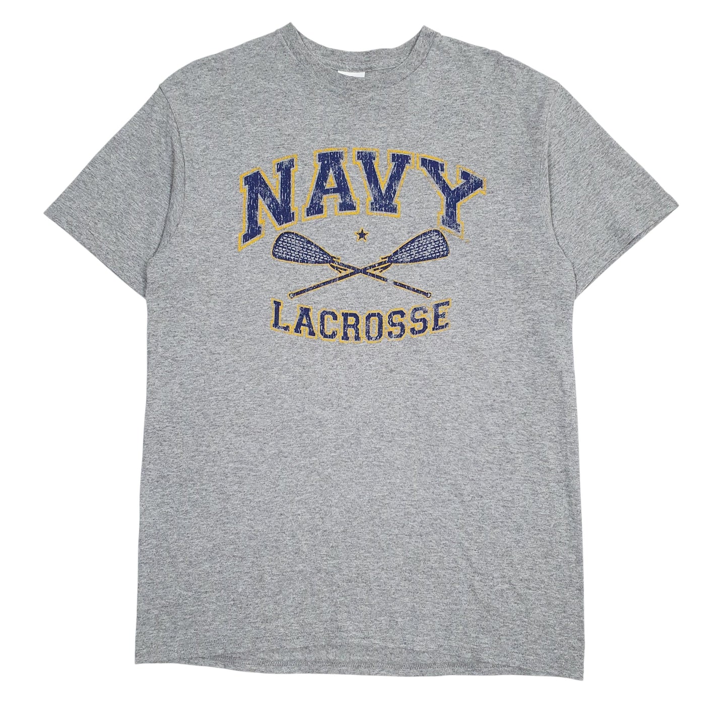 Mens Grey Delta Navy Lacrosse Short Sleeve T Shirt
