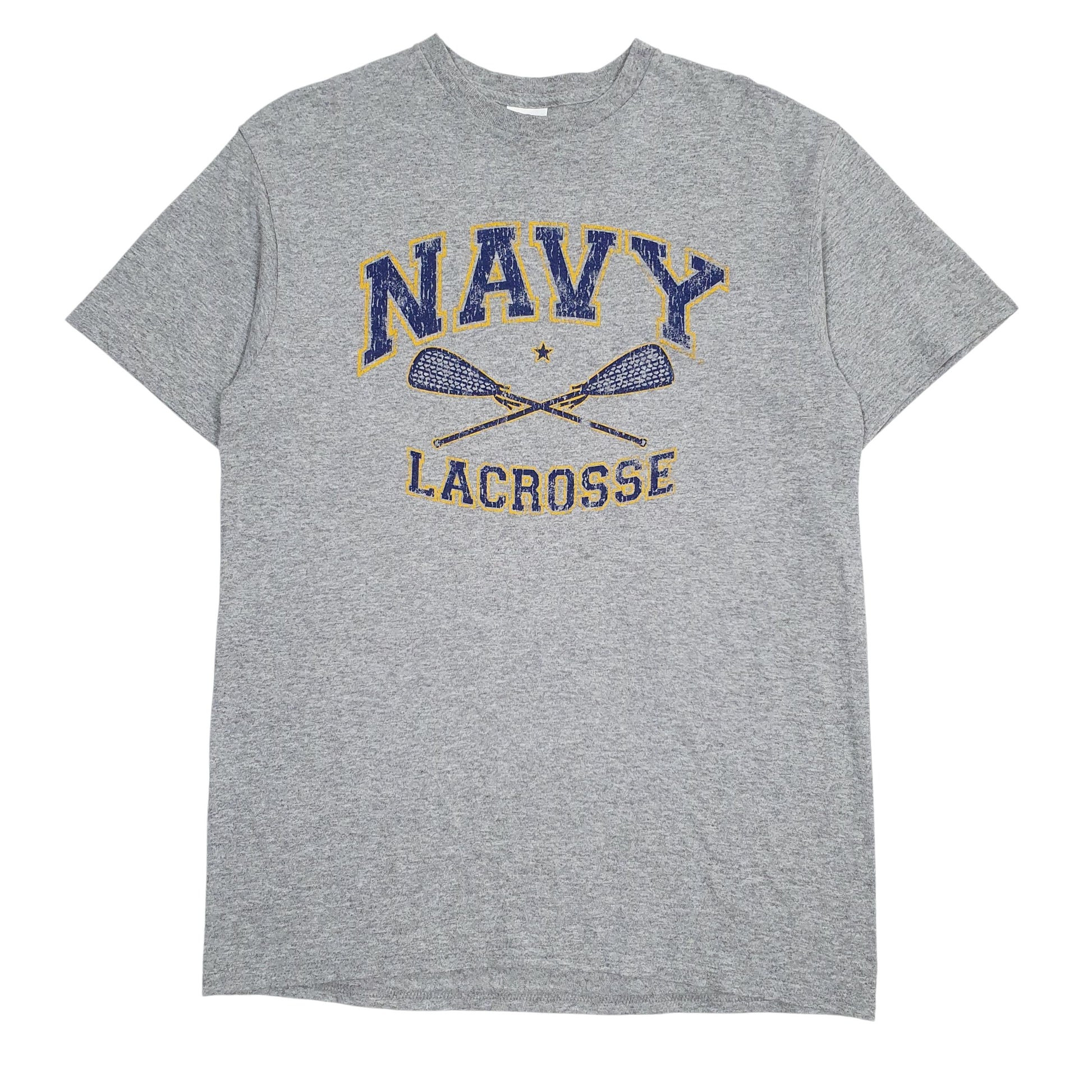 Mens Grey Delta Navy Lacrosse Short Sleeve T Shirt
