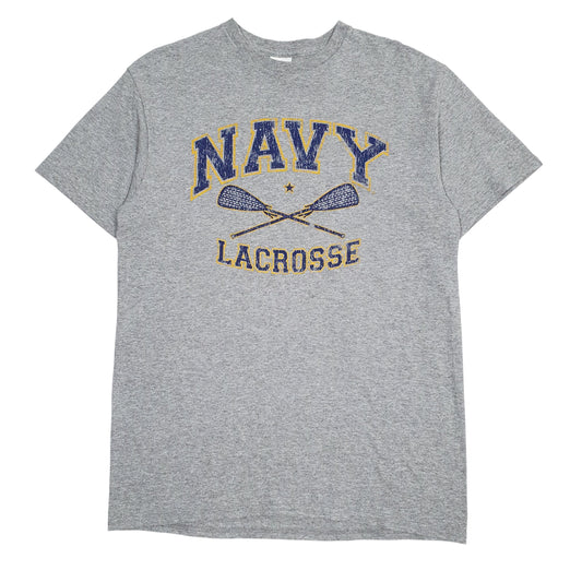 Mens Grey Delta Navy Lacrosse Short Sleeve T Shirt