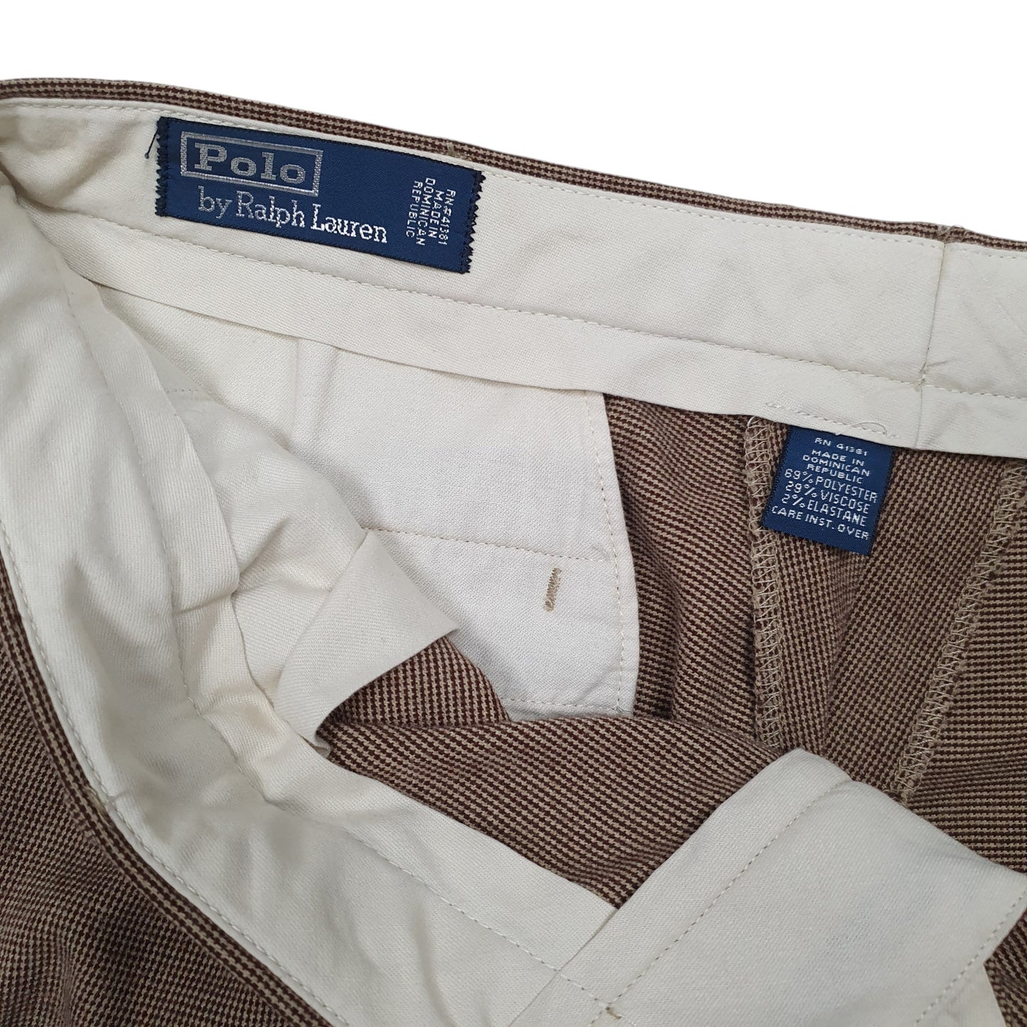 Mens Brown Polo Ralph Lauren Vintage 90s Pleated Houndstooth  Trousers