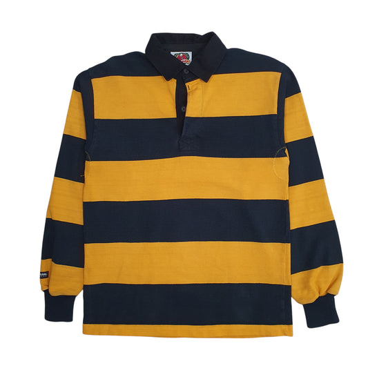 Mens Yellow Barbarian Rugby Long Sleeve Polo Shirt