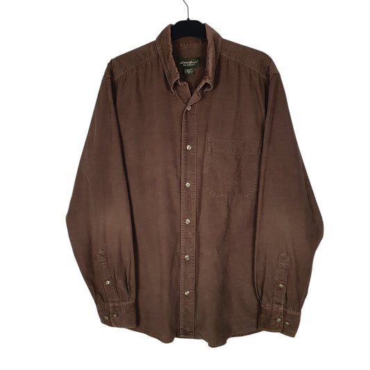 Mens Brown Eddie Bauer Corduroy Long Sleeve Shirt