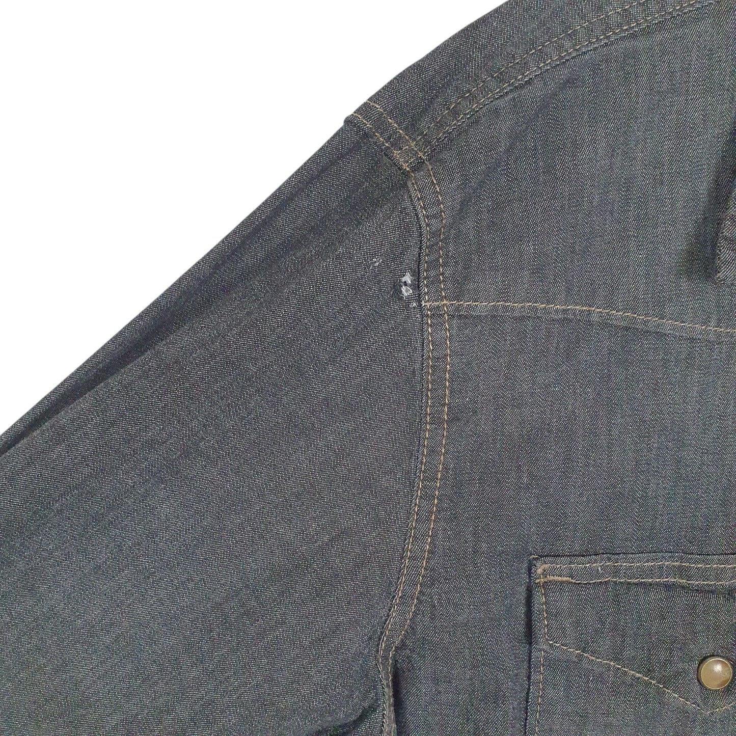 Mens Grey Wrangler Pearl Snap Denim  Shirt