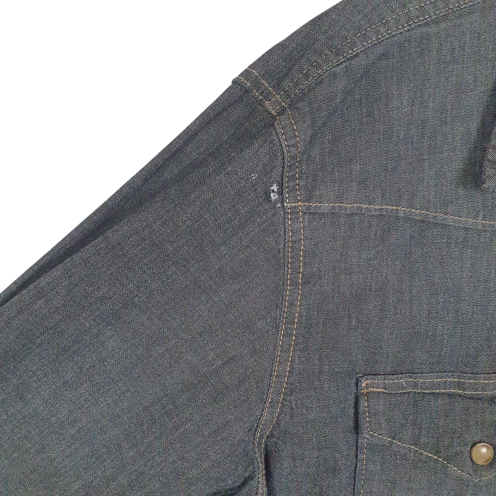 Mens Grey Wrangler Pearl Snap Denim  Shirt