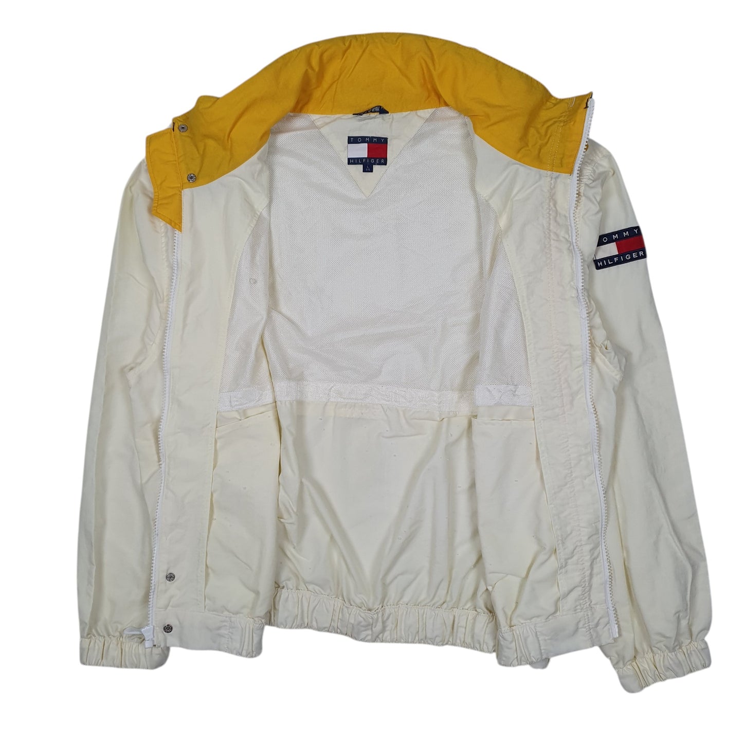 Mens Cream Tommy Hilfiger Vintage 00s Quarter Zip Coat