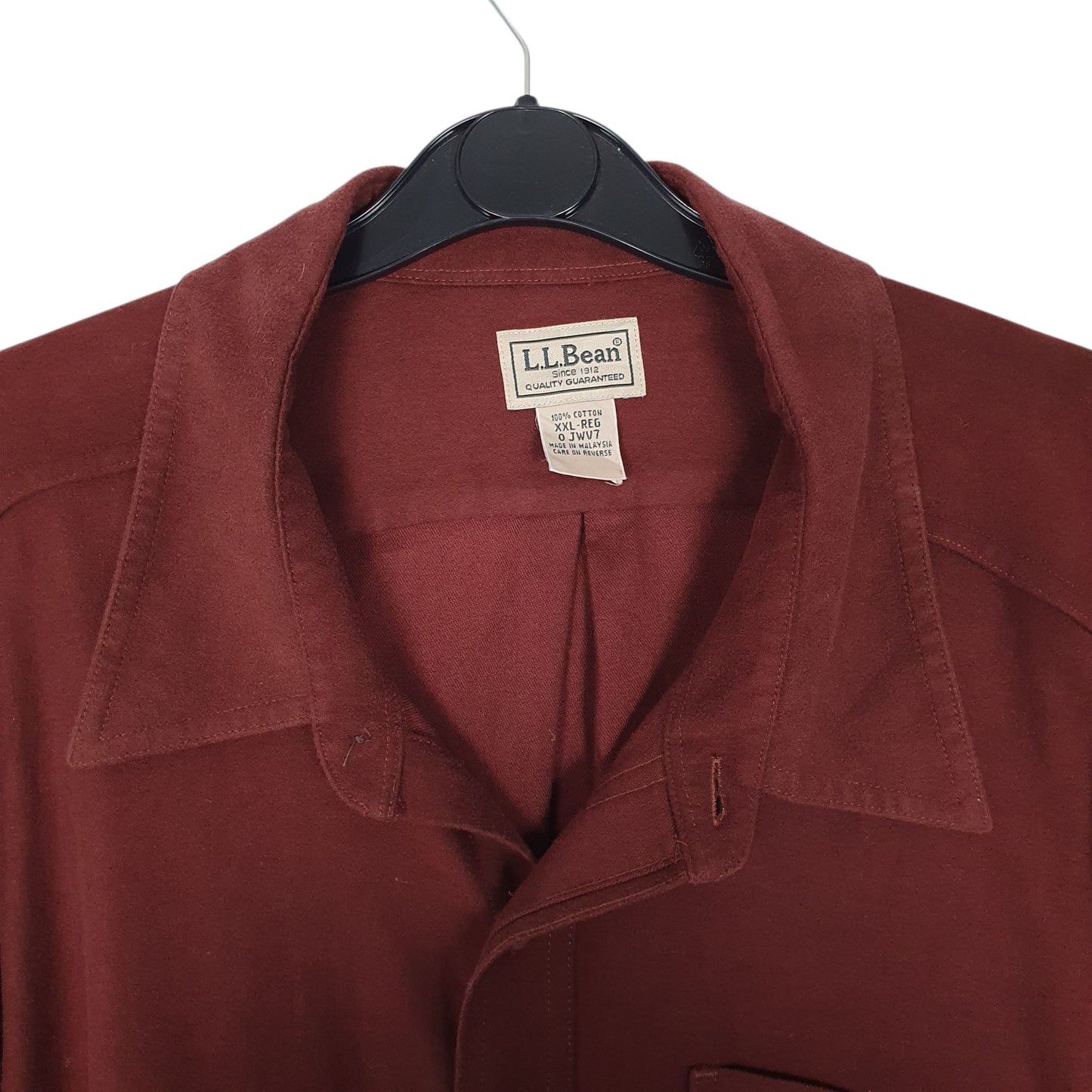 Mens Burgundy L.L.Bean Thick Flannel  Shirt