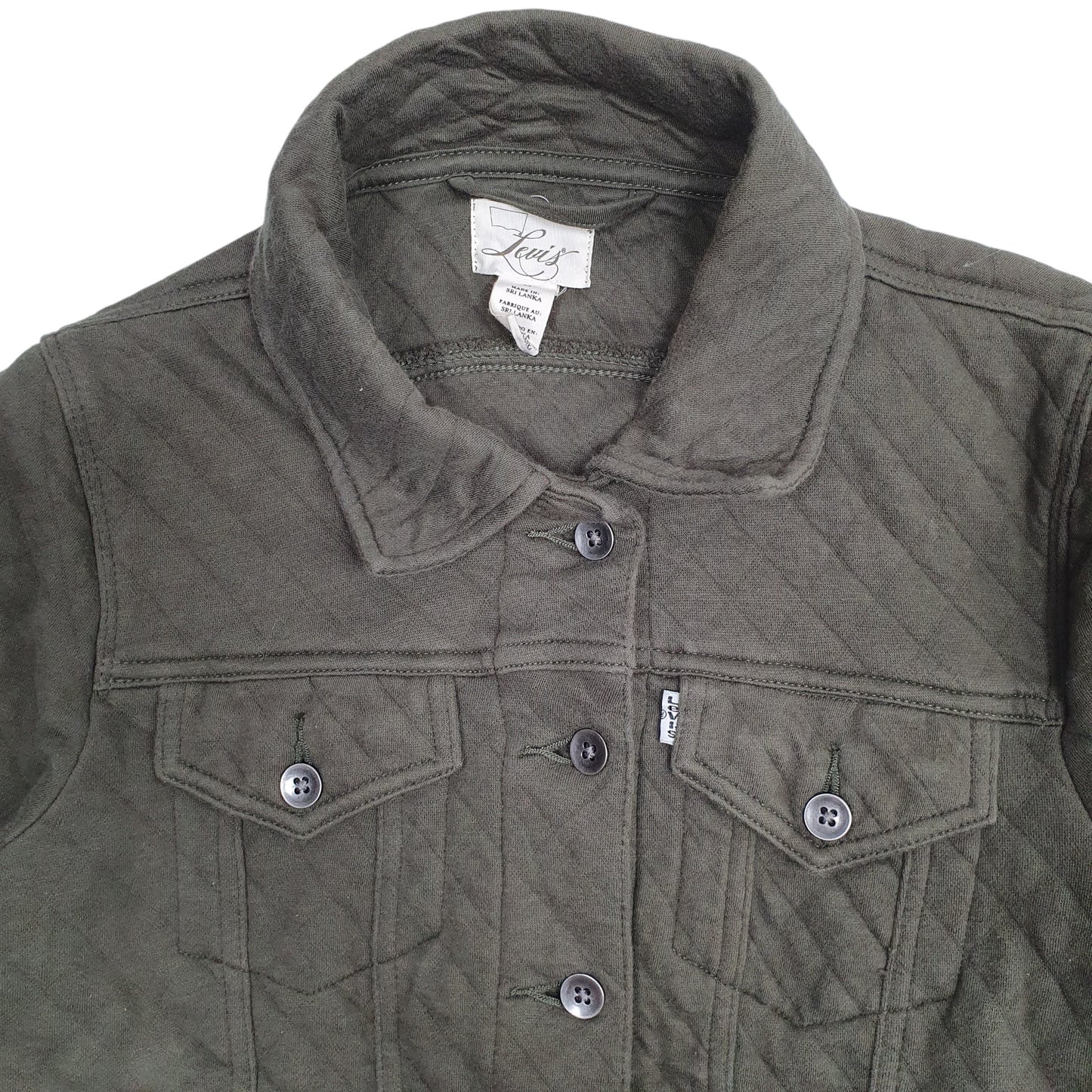 Womens Green Levis Quilted Full Zip Coat