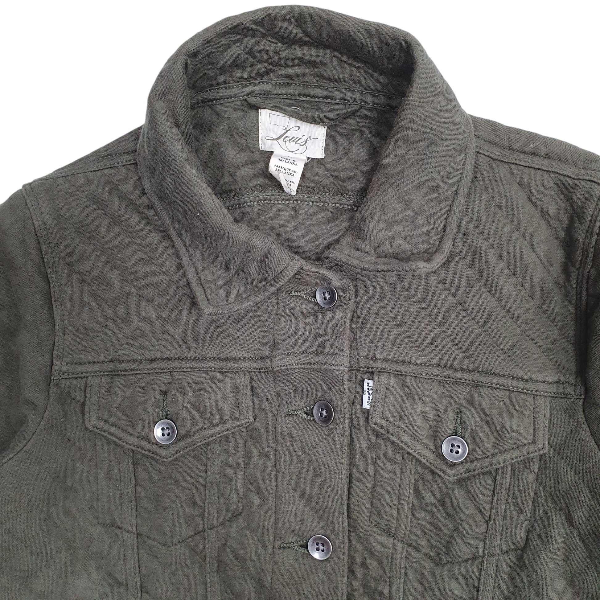 Womens Green Levis Quilted Full Zip Coat