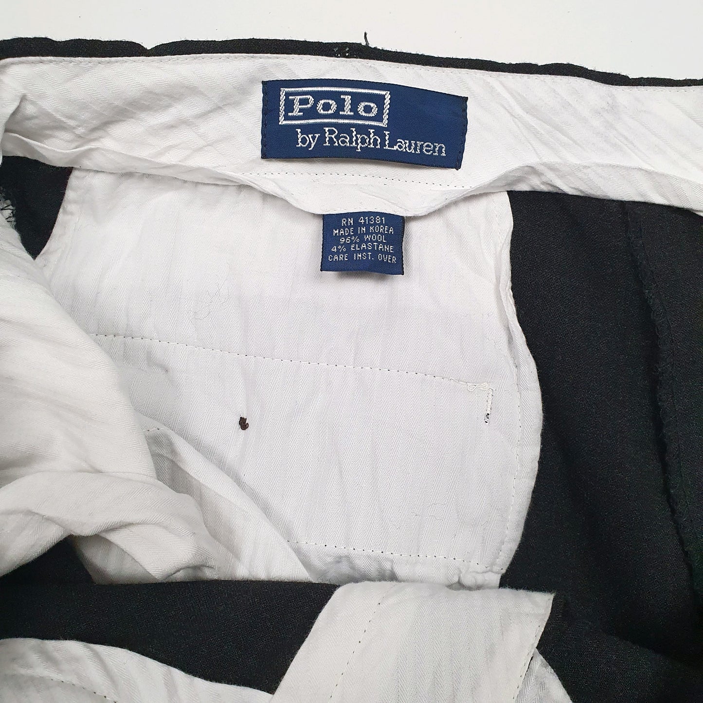 Mens Black Polo Ralph Lauren Double Pleated Vintage 90s  Trousers