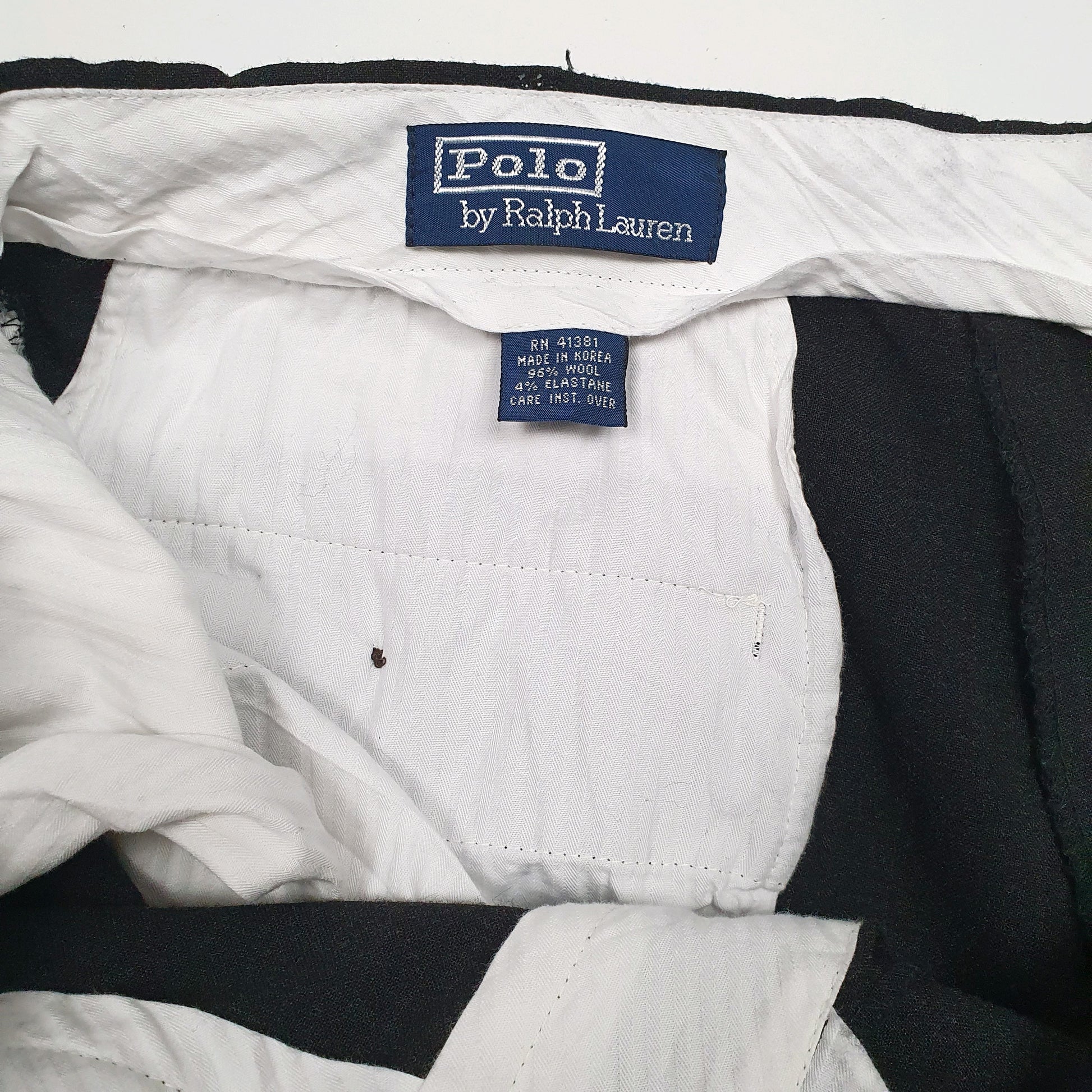 Mens Black Polo Ralph Lauren Double Pleated Vintage 90s  Trousers