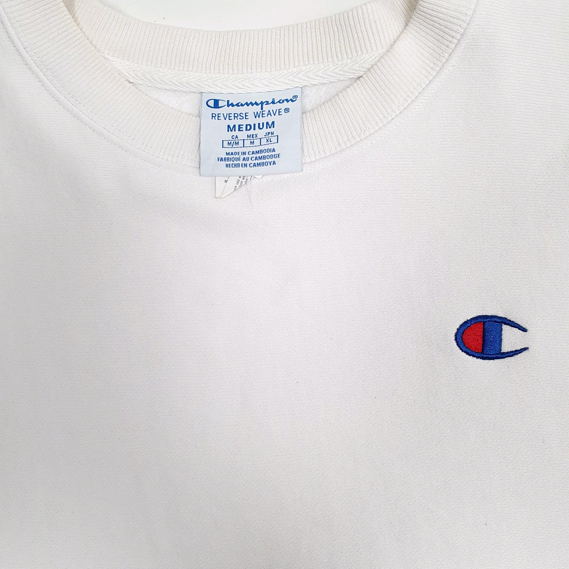 Womens White Champion Reverse Weave Crop Top Crewneck Jumper