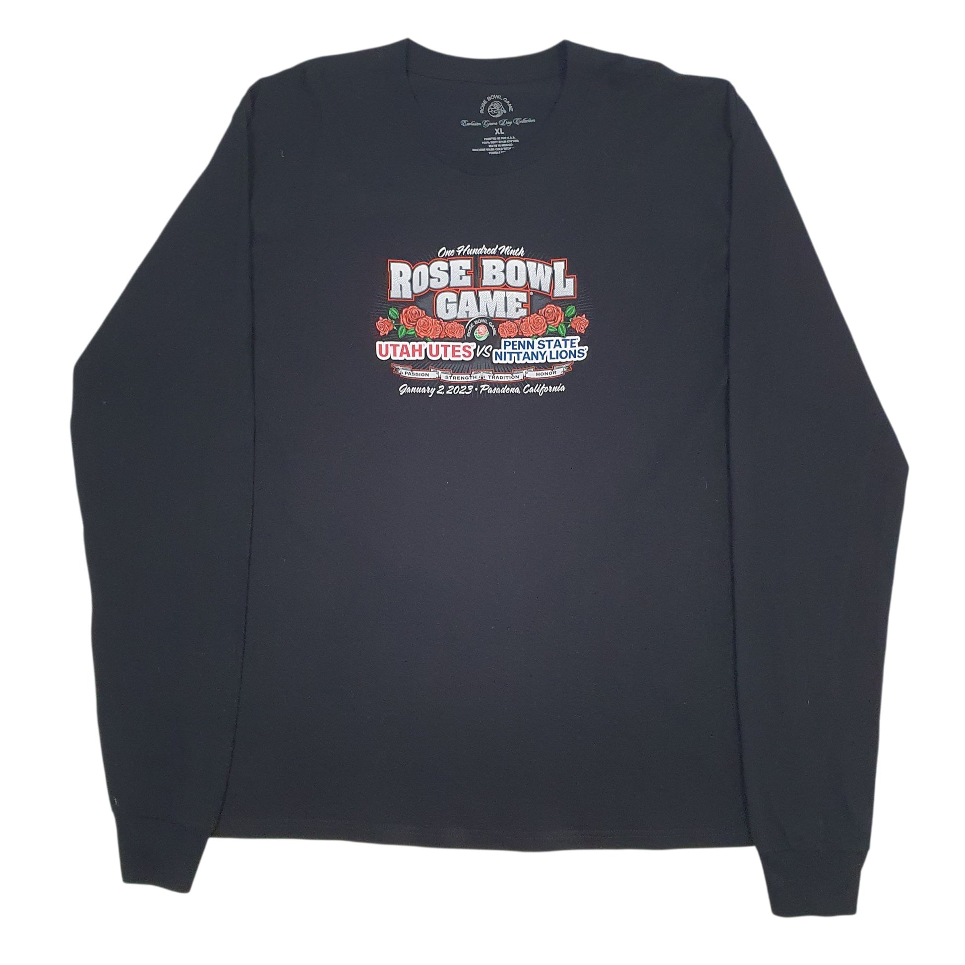 Mens Black Rose Bowl Game Utah Utes Nittany Lions Long Sleeve T Shirt