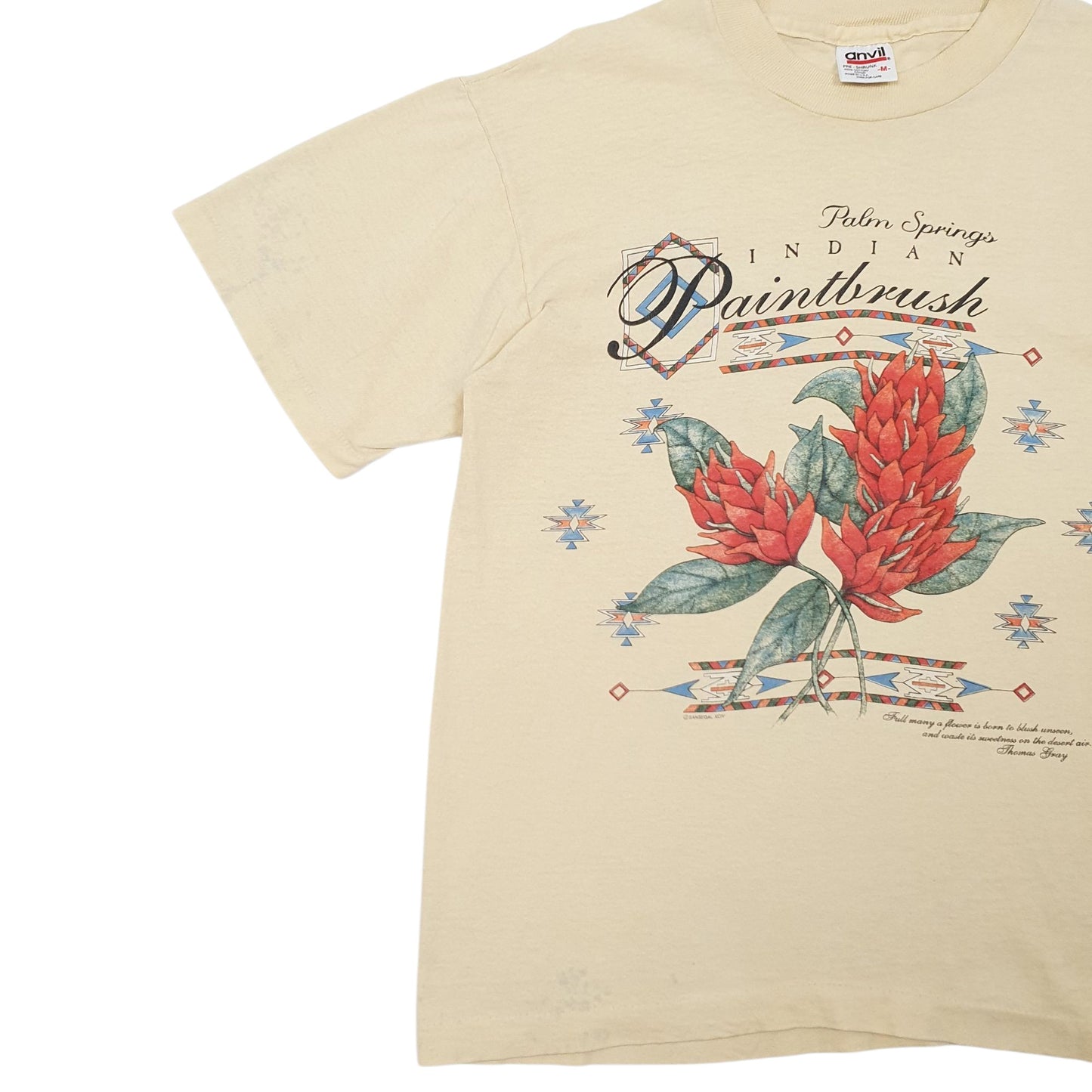 Womens Yellow Anvil Single Stitch Vintage 90s  T Shirt