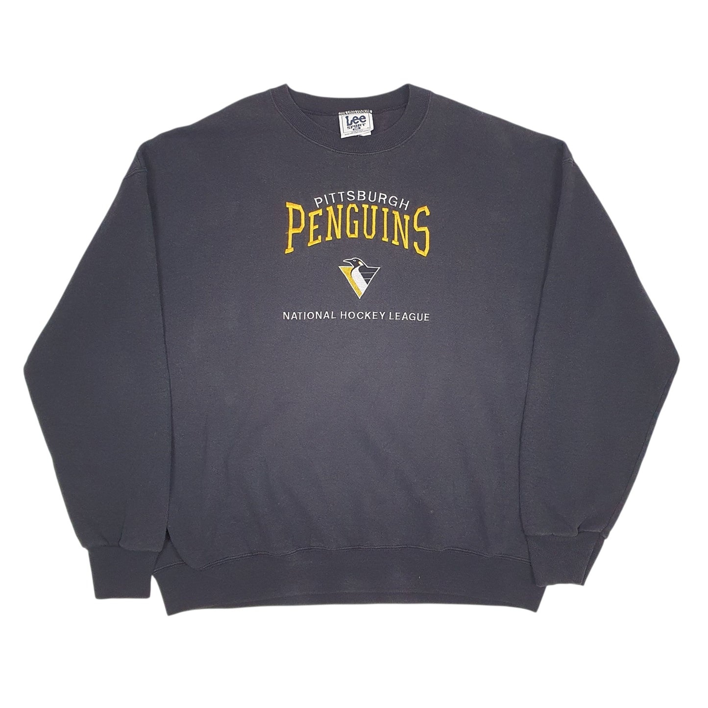 Mens Grey Nutmeg Mills Vintage 90s Made In USA NHL Pittsburgh Penguins Crewneck Jumper