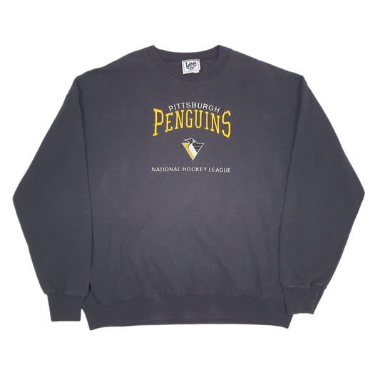 Mens Grey Nutmeg Mills Vintage 90s Made In USA NHL Pittsburgh Penguins Crewneck Jumper
