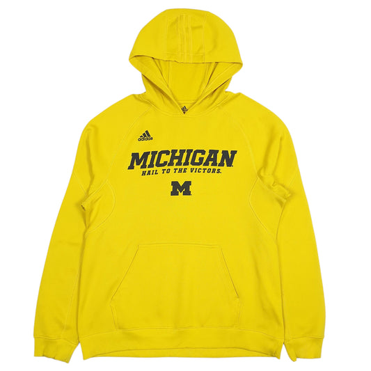 Mens Yellow Adidas Climawarm Michigan Hoodie Jumper