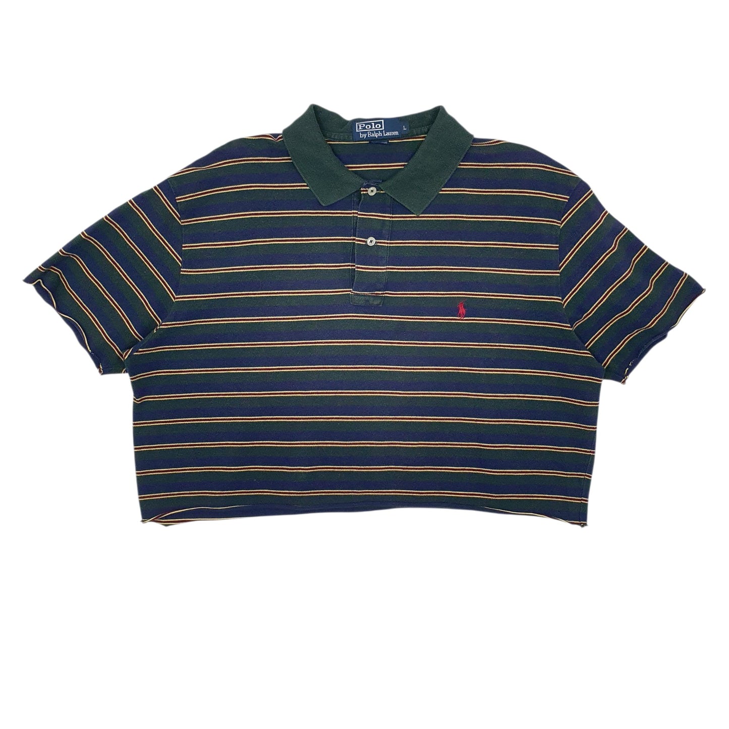 Womens Green Polo Ralph Lauren Croptop Short Sleeve Polo Shirt