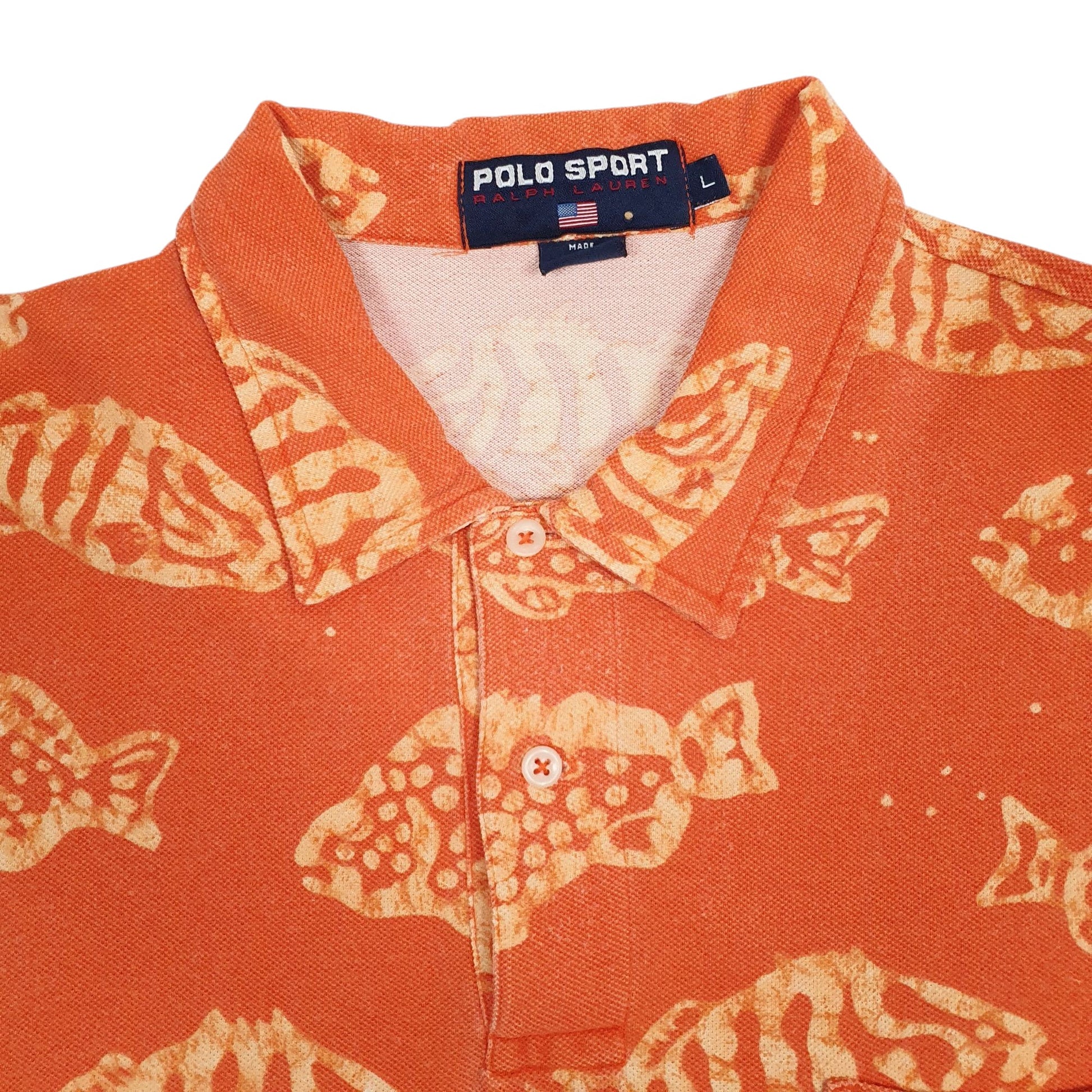 Mens Orange Ralph Lauren Polo Sport Vintage  Polo Shirt