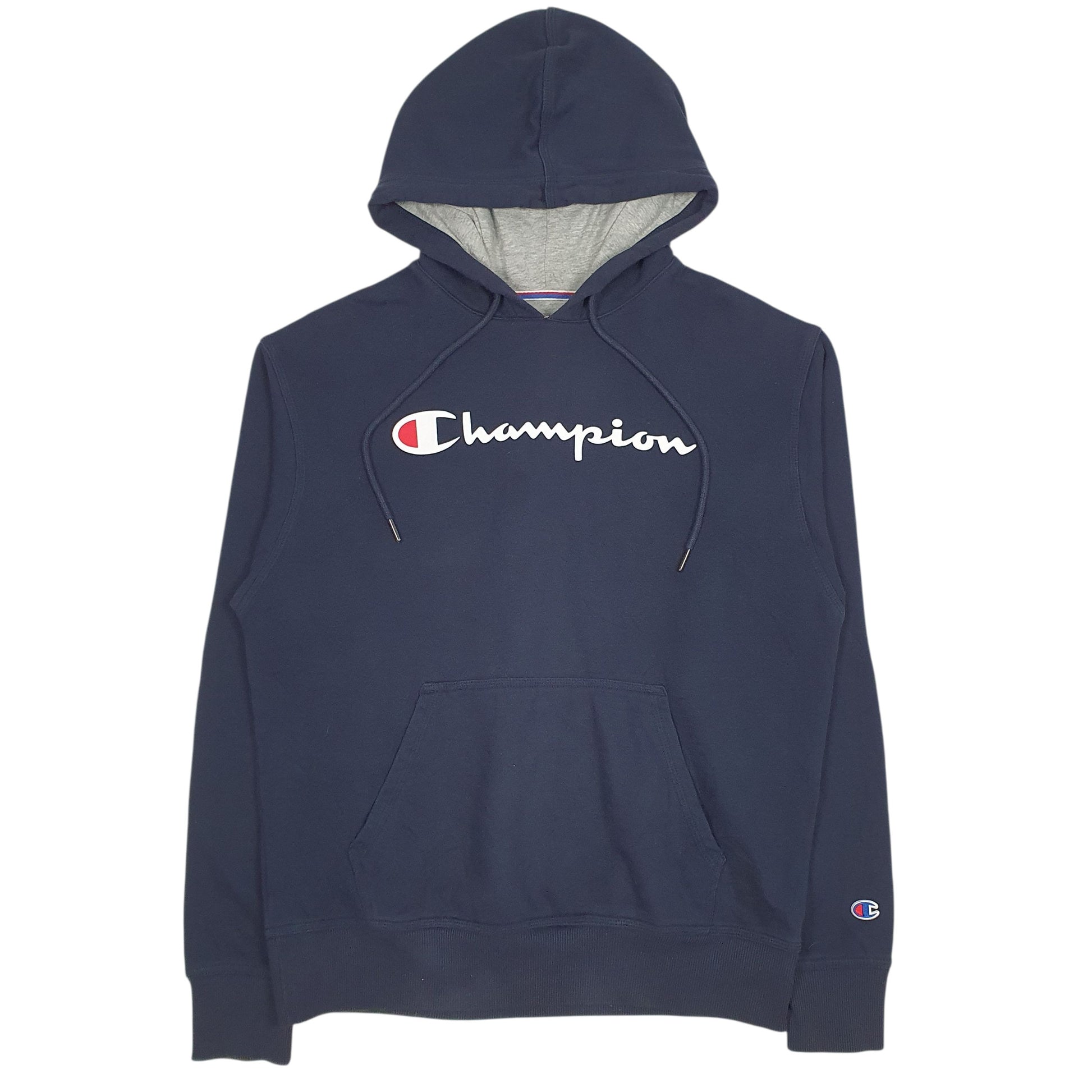 Mens Navy Champion Spellout Hoodie Jumper