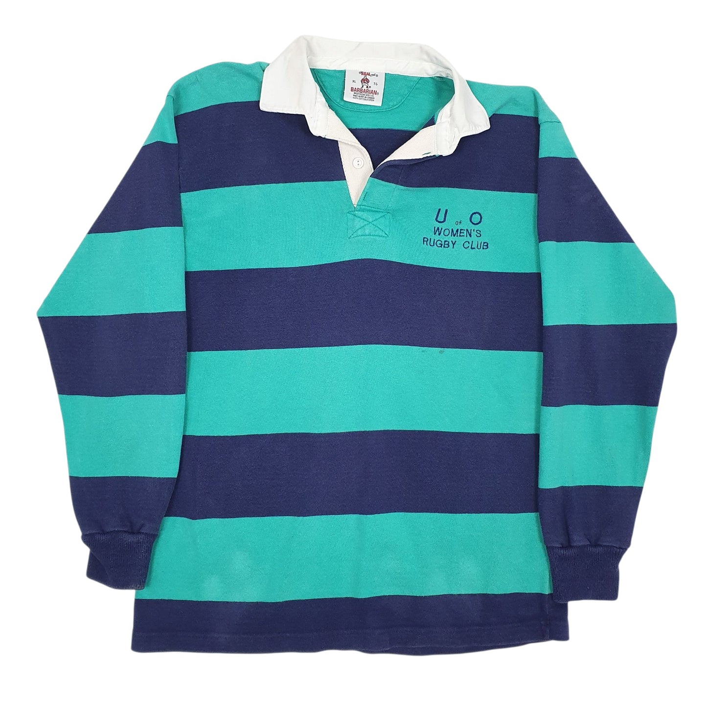 Womens Blue Barbarian Rugby Long Sleeve Polo Shirt