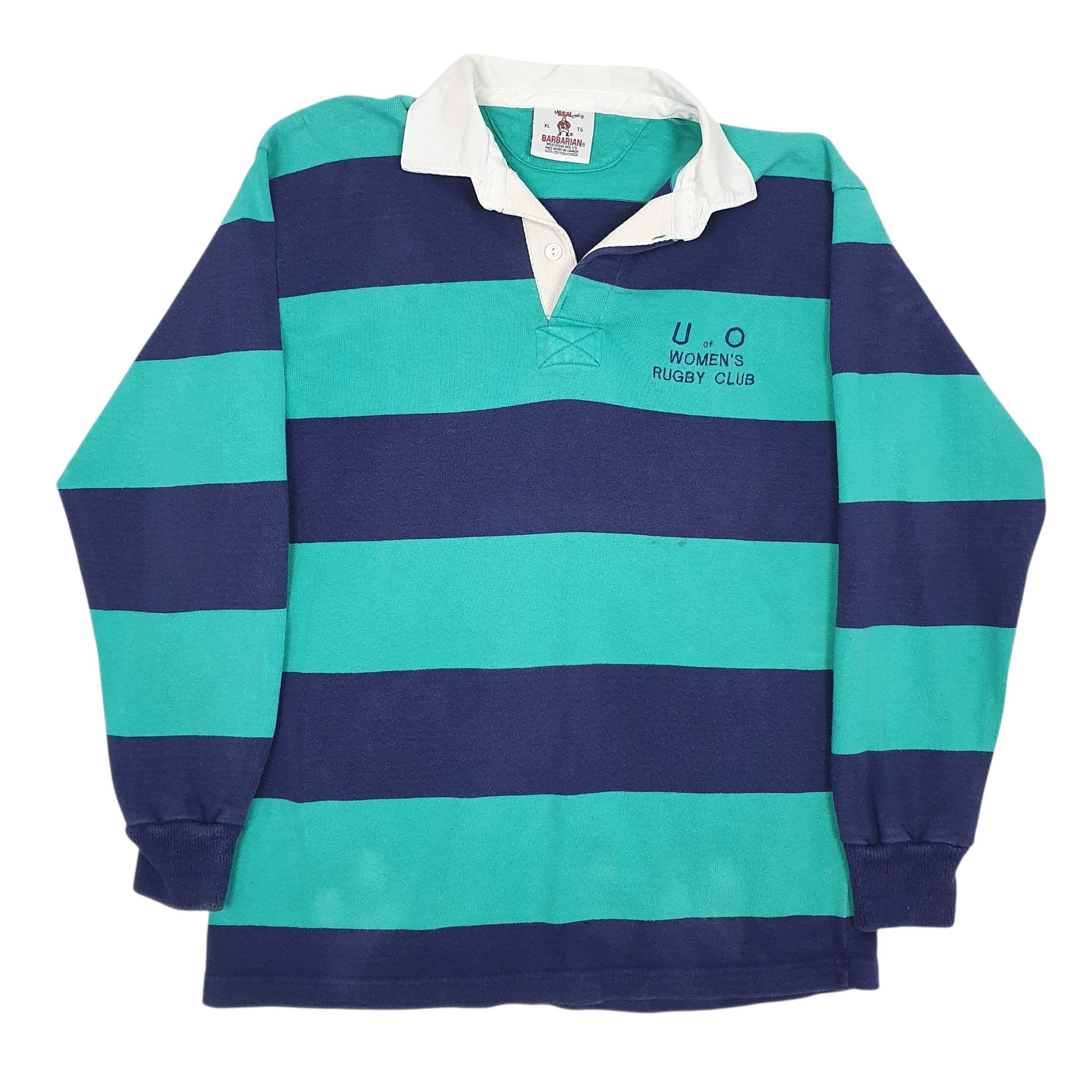 Womens Blue Barbarian Rugby Long Sleeve Polo Shirt