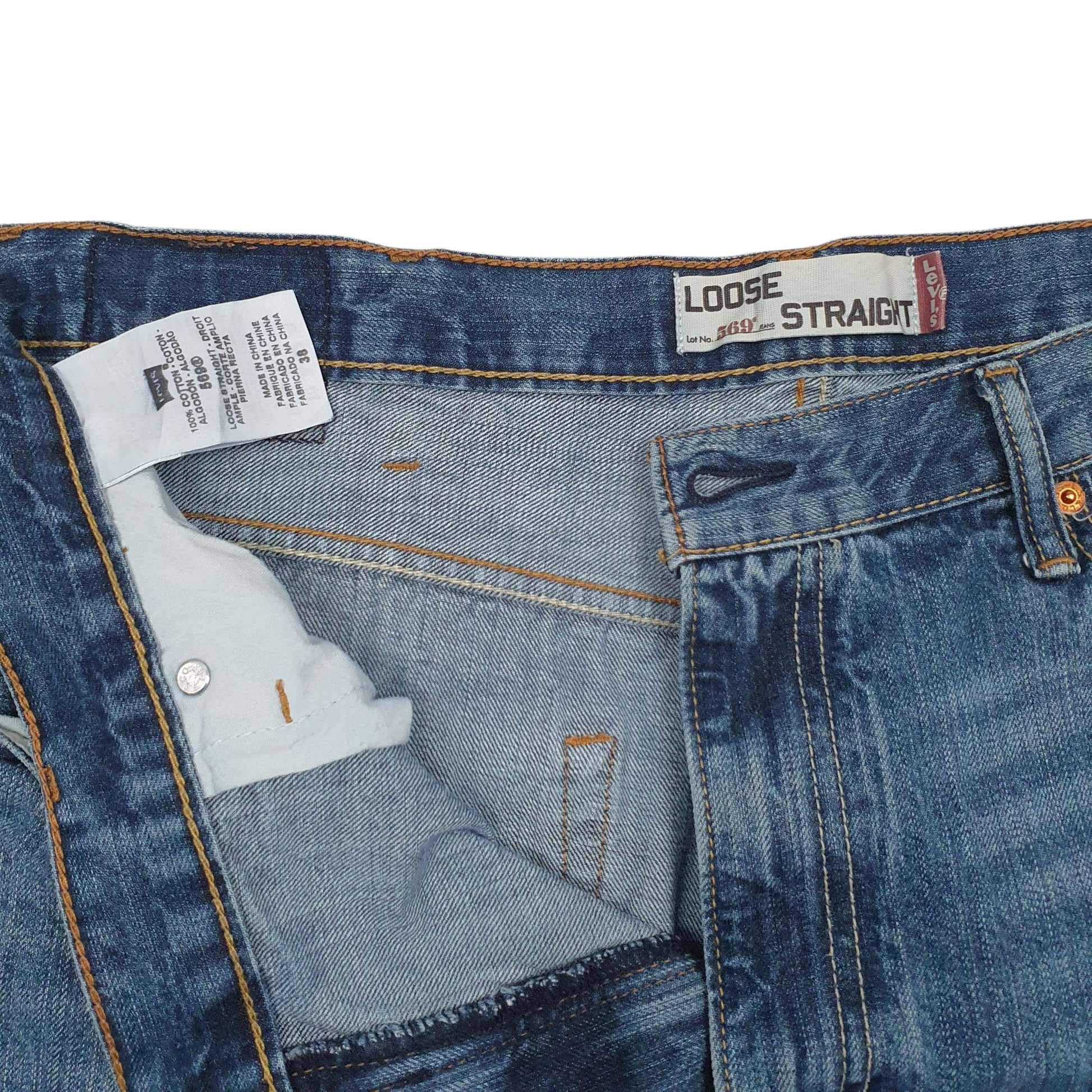 Mens Blue Levis 569 Loose Straight Hoodie Shorts