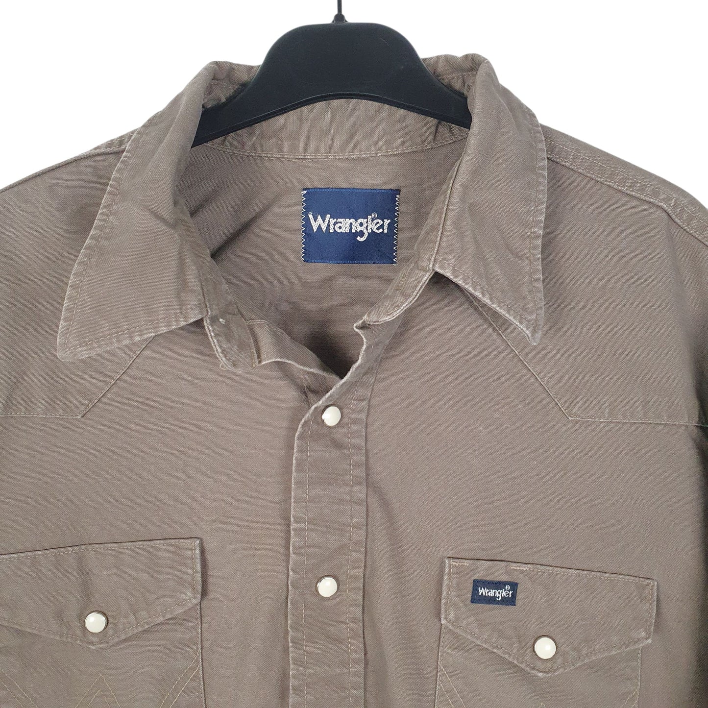 Mens Brown Wrangler Denim Pearl Snap  Shirt