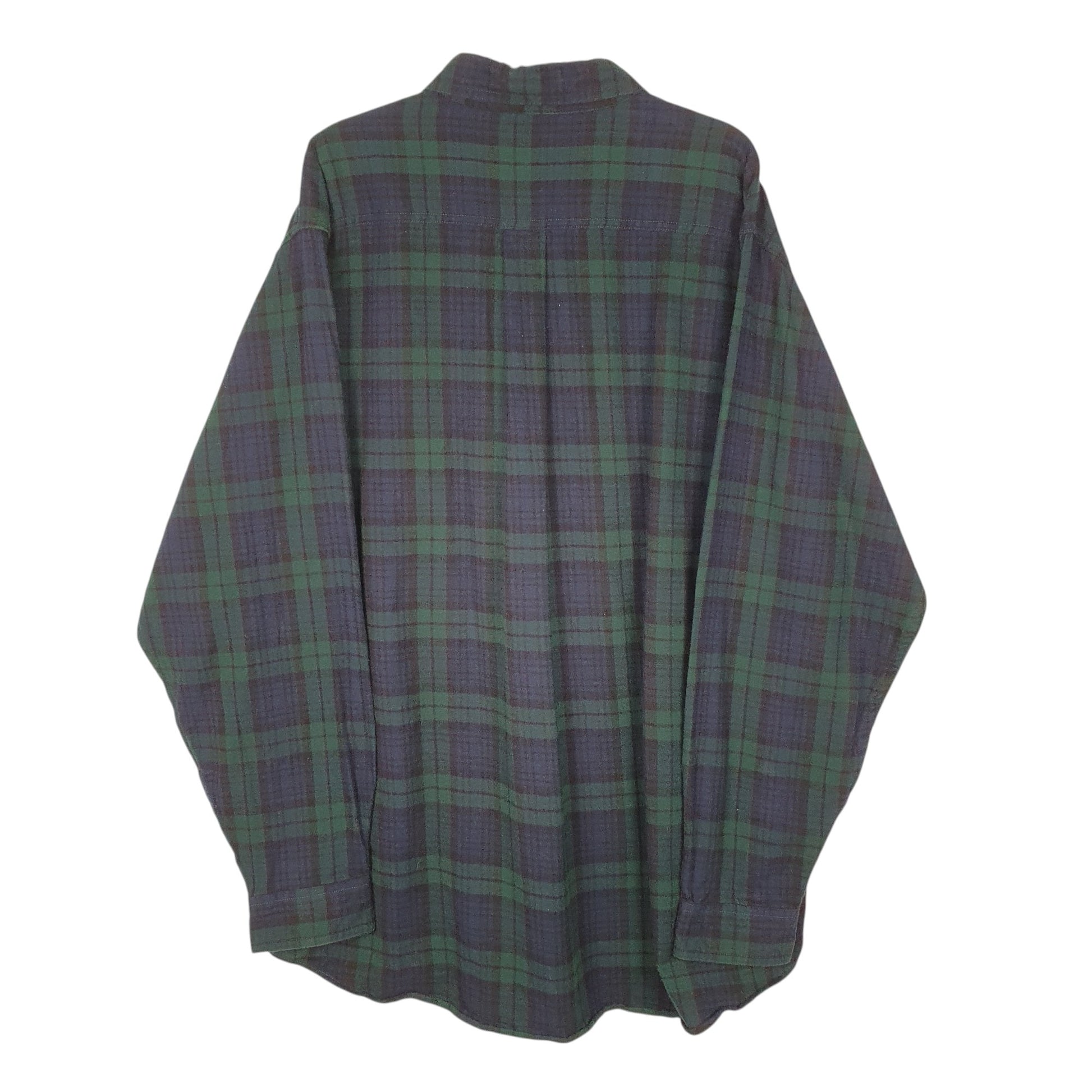 Mens Navy L.L.Bean Thick Flannel Plaid  Shirt