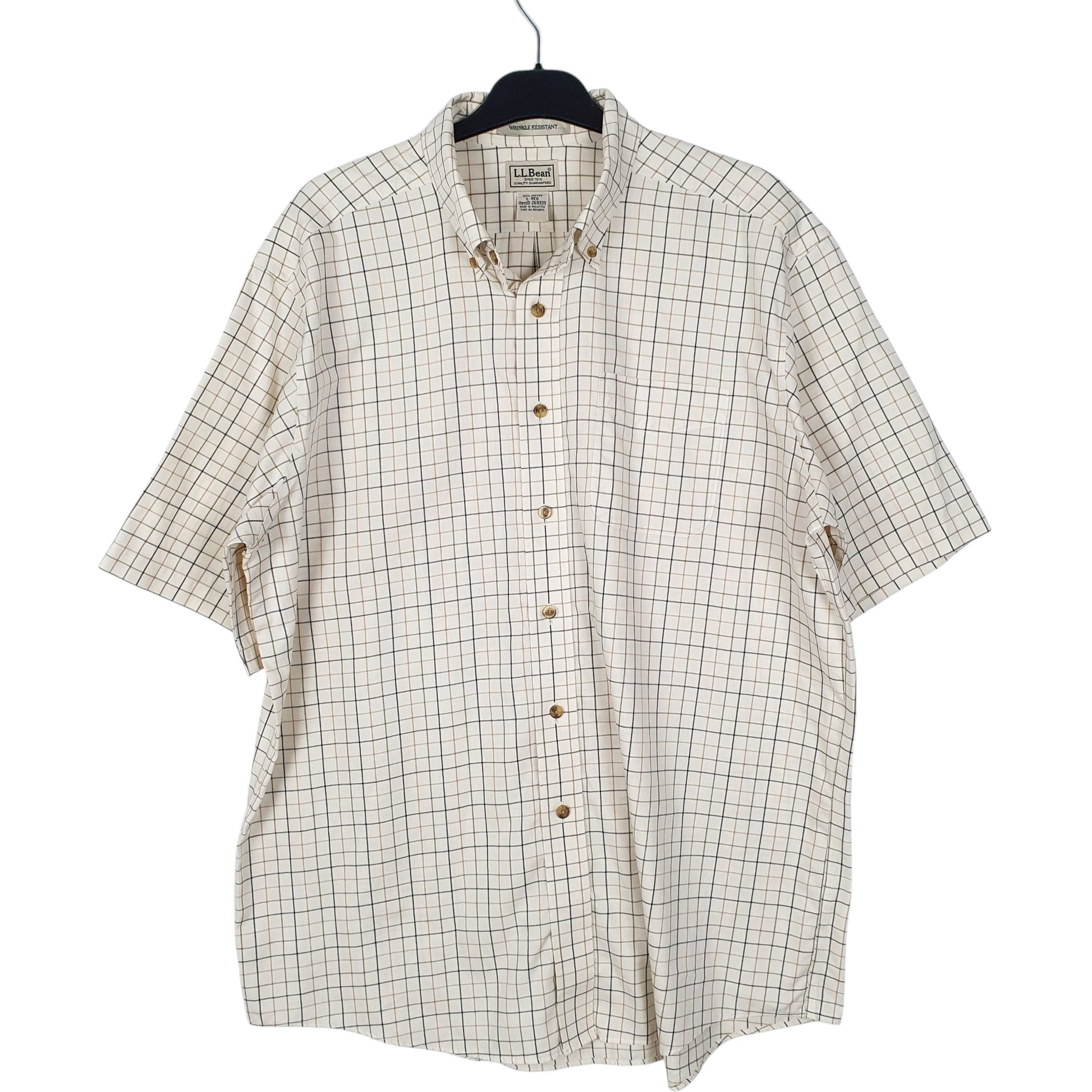 Mens Cream L.L.Bean  Short Sleeve Shirt
