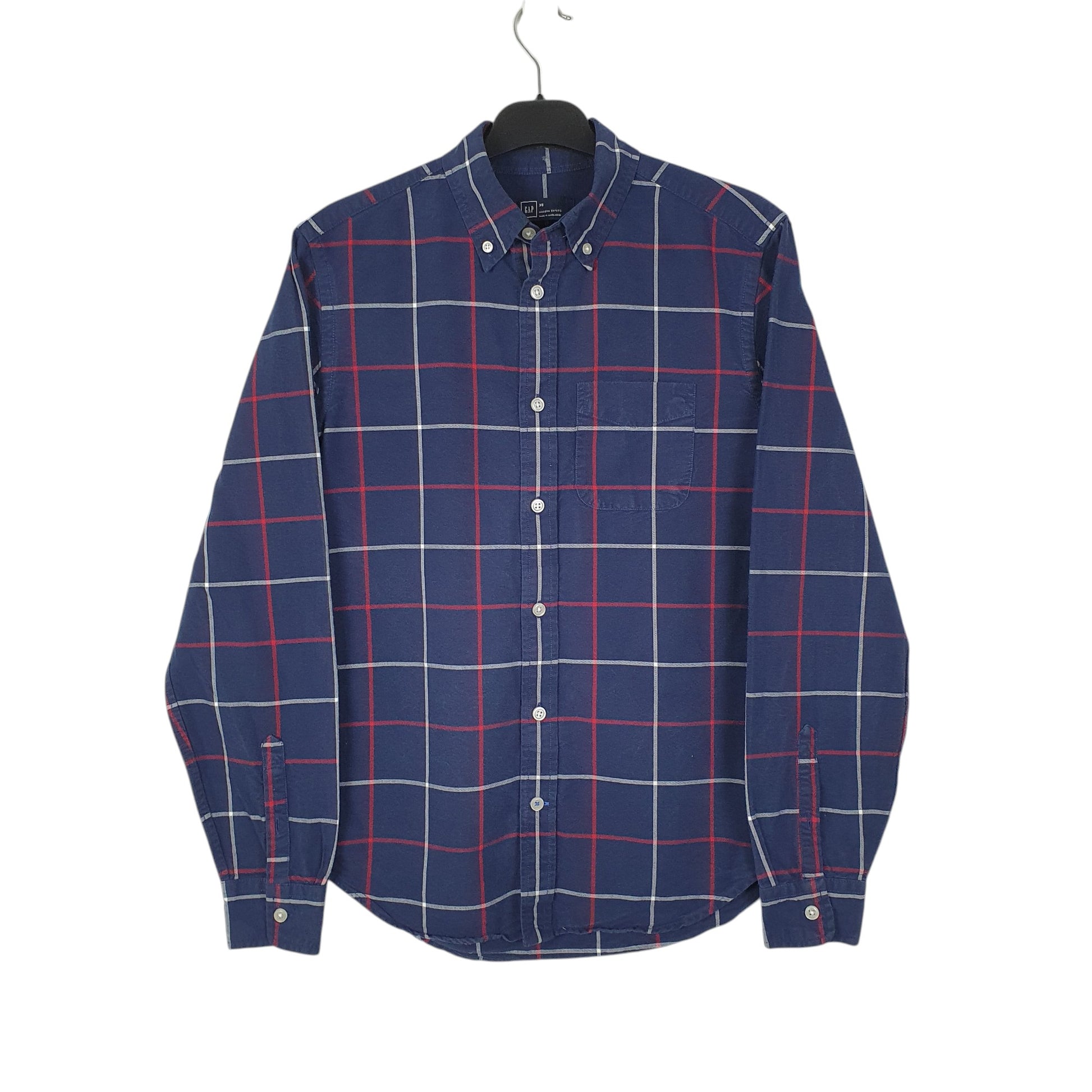 Mens Navy GAP Modern Oxford Long Sleeve Shirt