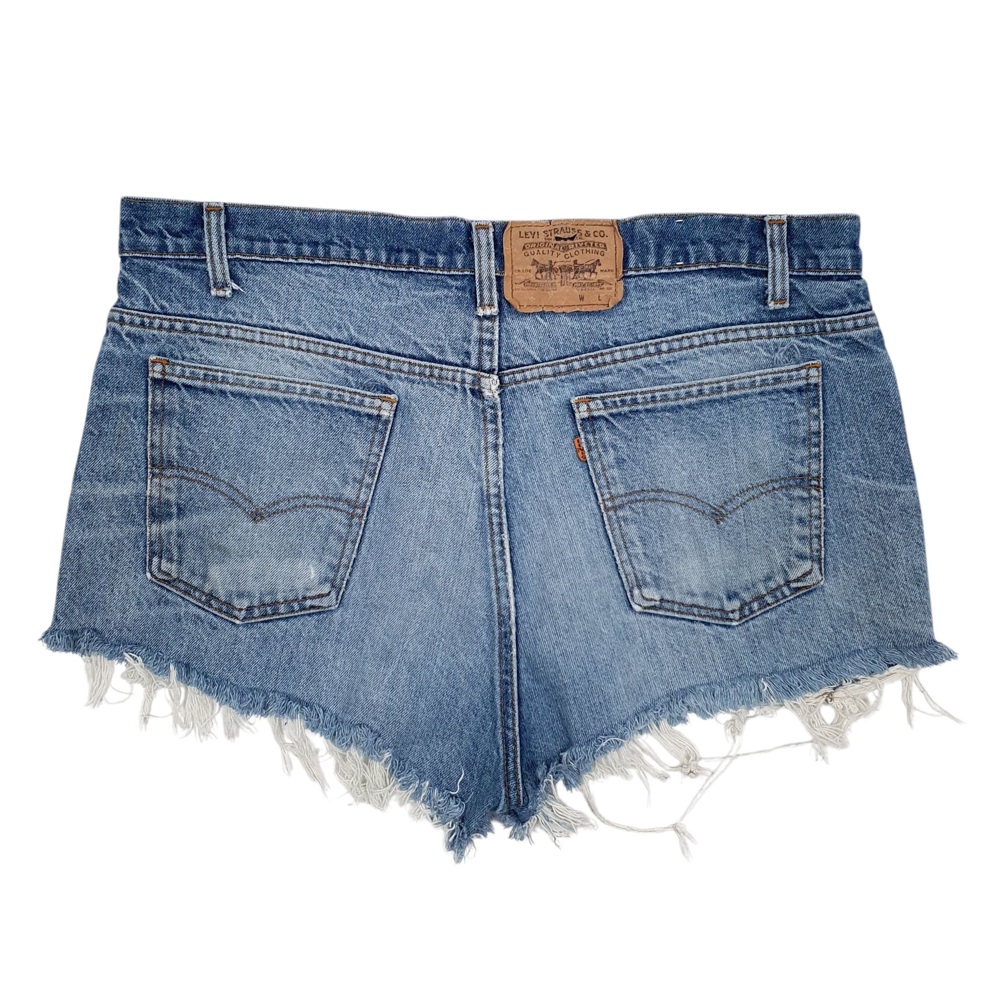 Womens Blue Levis 90s Made In USA Orange Tab Hoodie Shorts