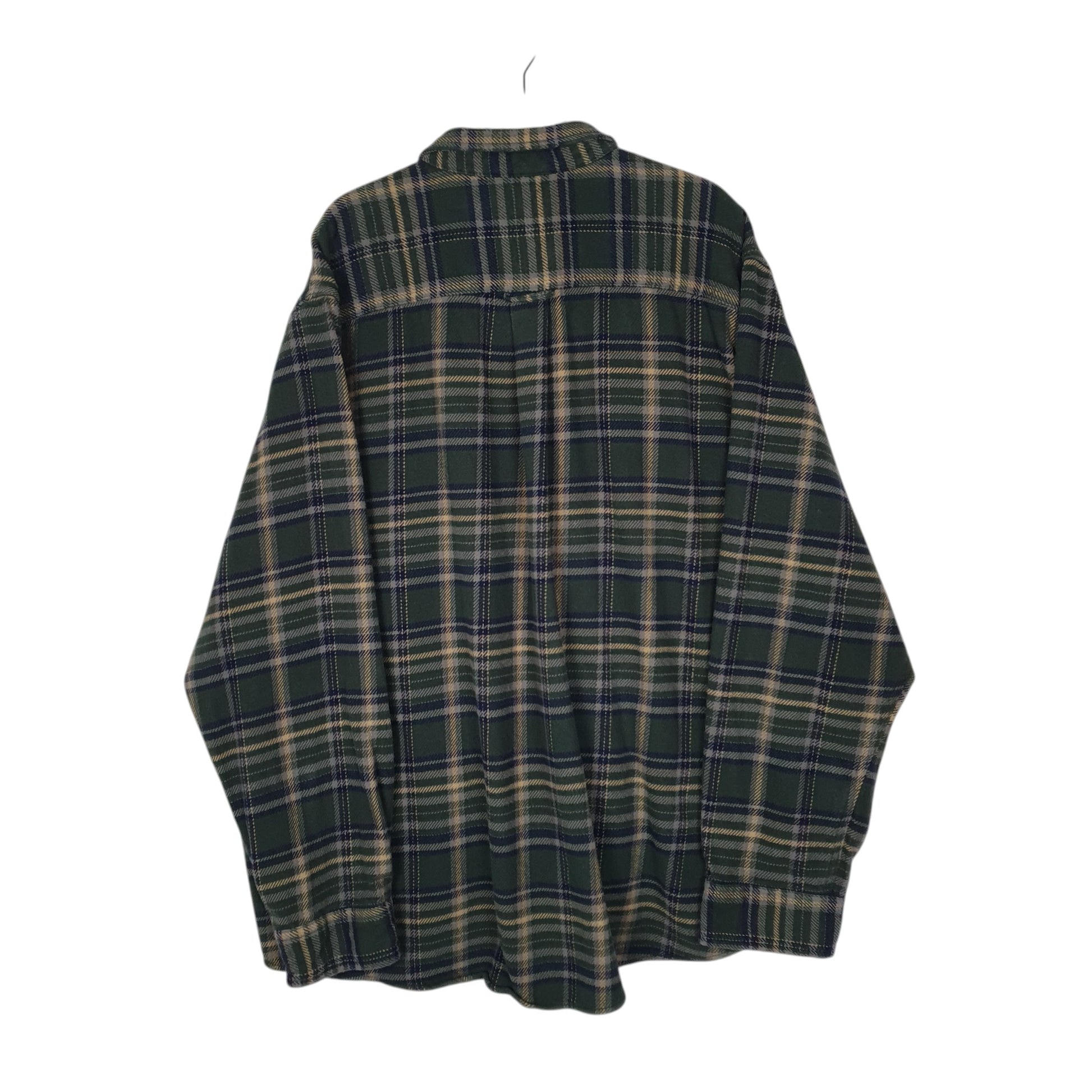 Mens Green Woolrich Thick Flannel Plaid  Shirt