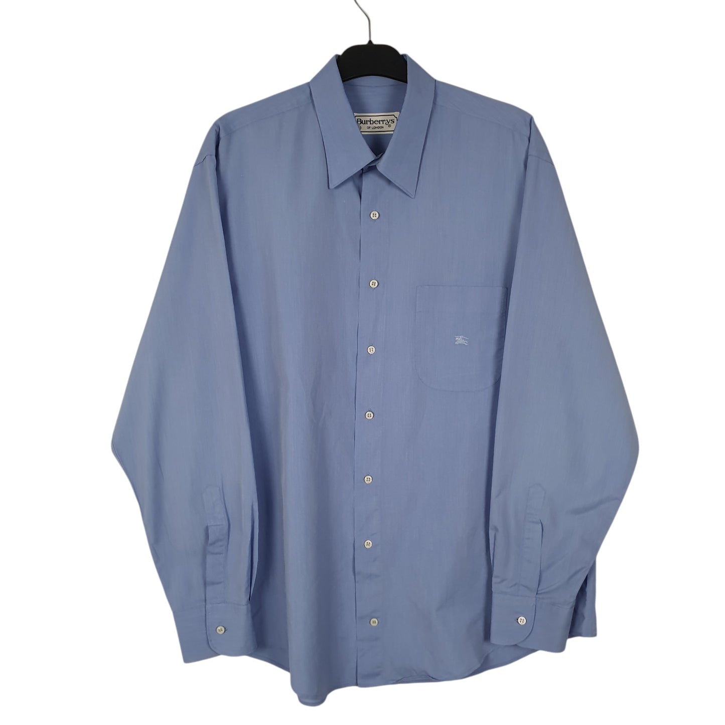 Mens Blue Burberry Vintage 90s Long Sleeve Shirt