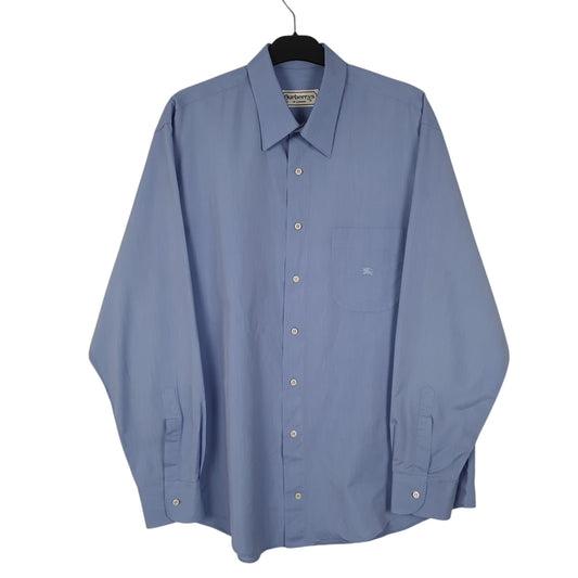 Mens Blue Burberry Vintage 90s Long Sleeve Shirt
