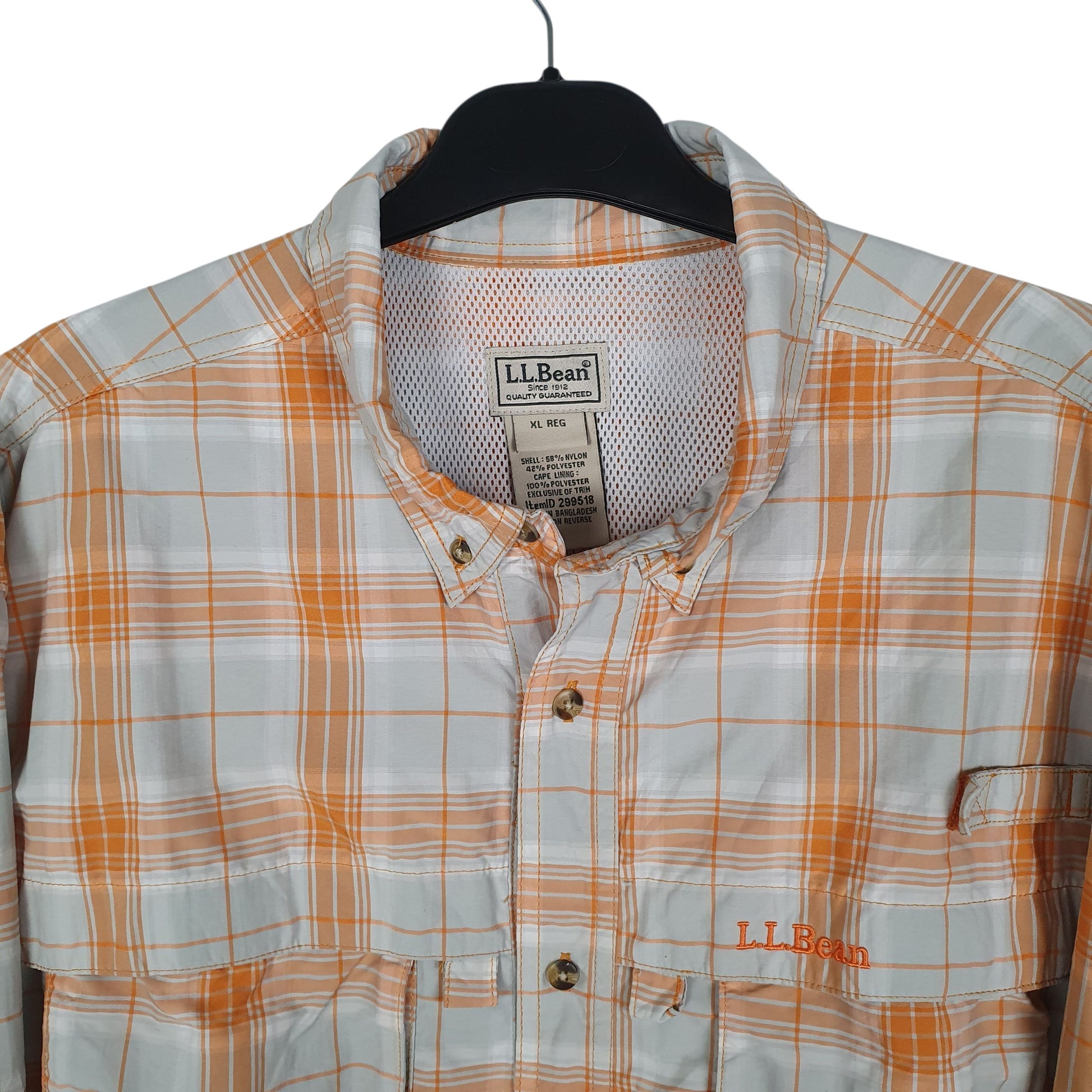 Mens Orange L.L.Bean Hiking Walking  Shirt