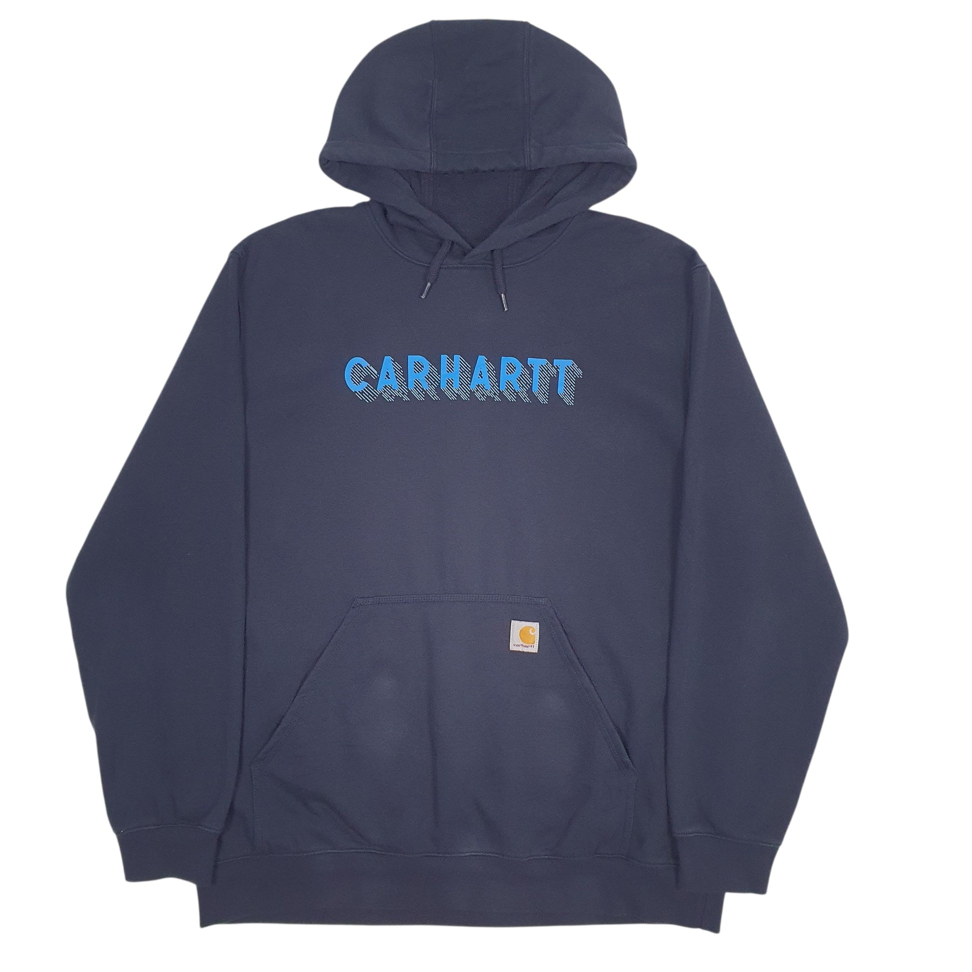 Mens Navy Carhartt Spellout Hoodie Jumper