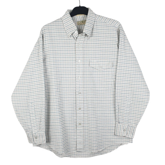 Mens White L.L.Bean Vintage 90s Made In USA Long Sleeve Shirt