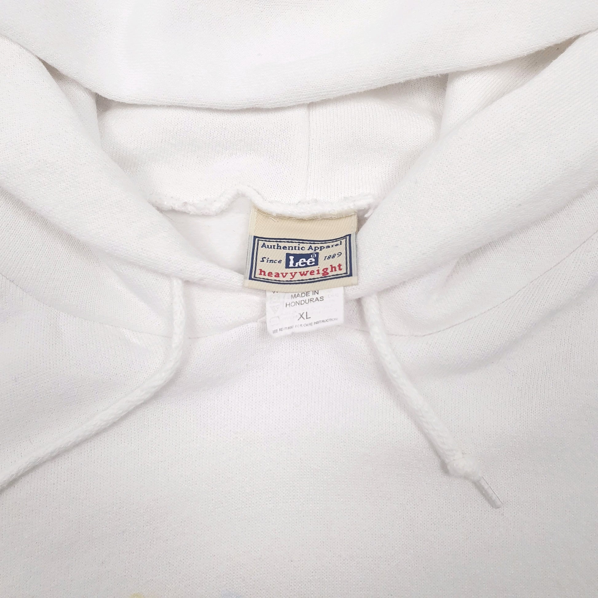 Mens White Lee Vintage 90s Hoodie Jumper