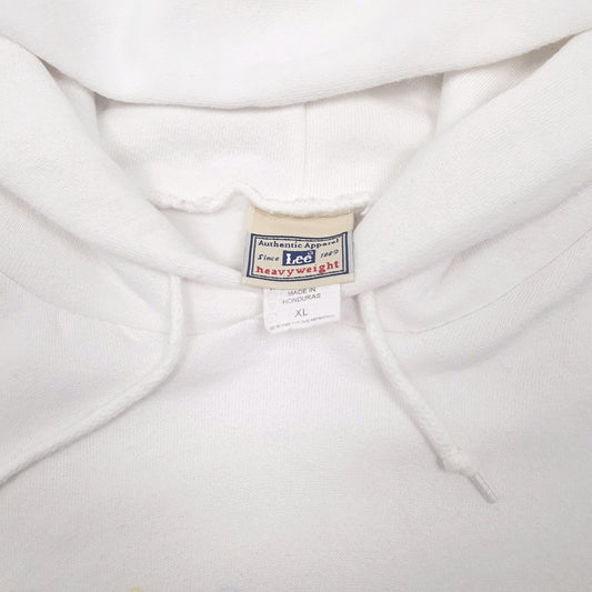 Mens White Lee Vintage 90s Hoodie Jumper