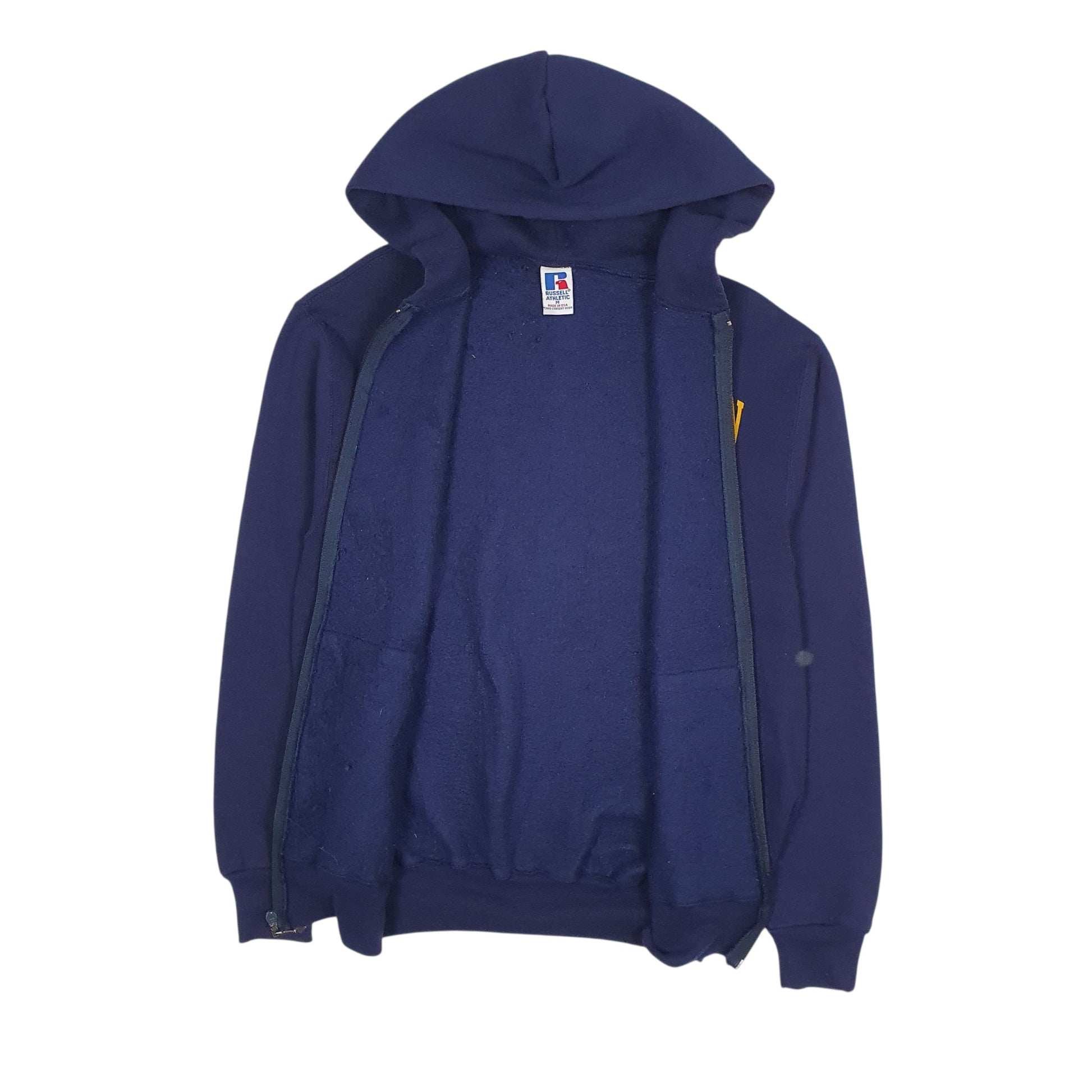 Mens Navy Russell Athletic Vintage 90s Made In USA Michigan University Hoodie Full Zip Jumper