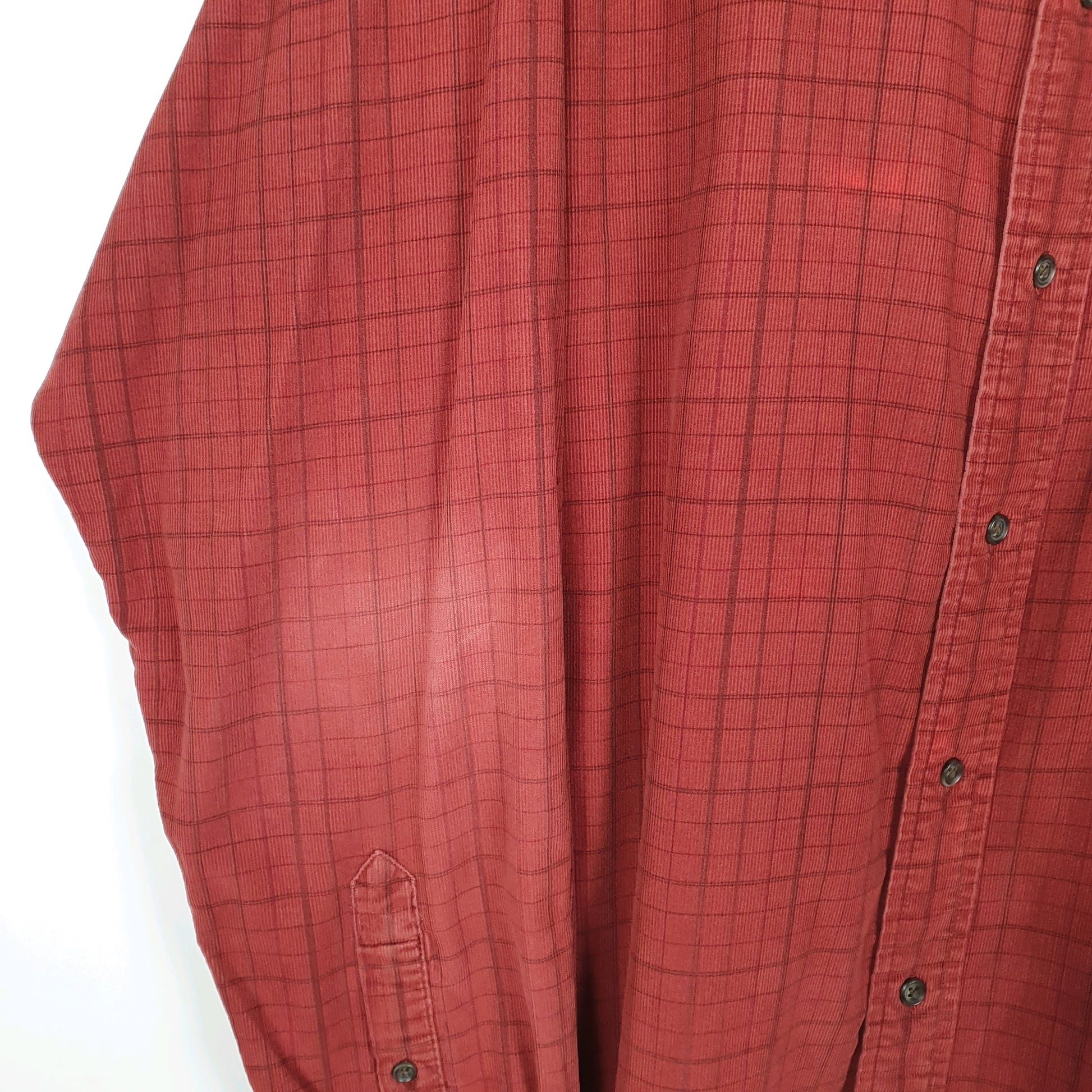 Mens Red Eddie Bauer Corduroy  Shirt