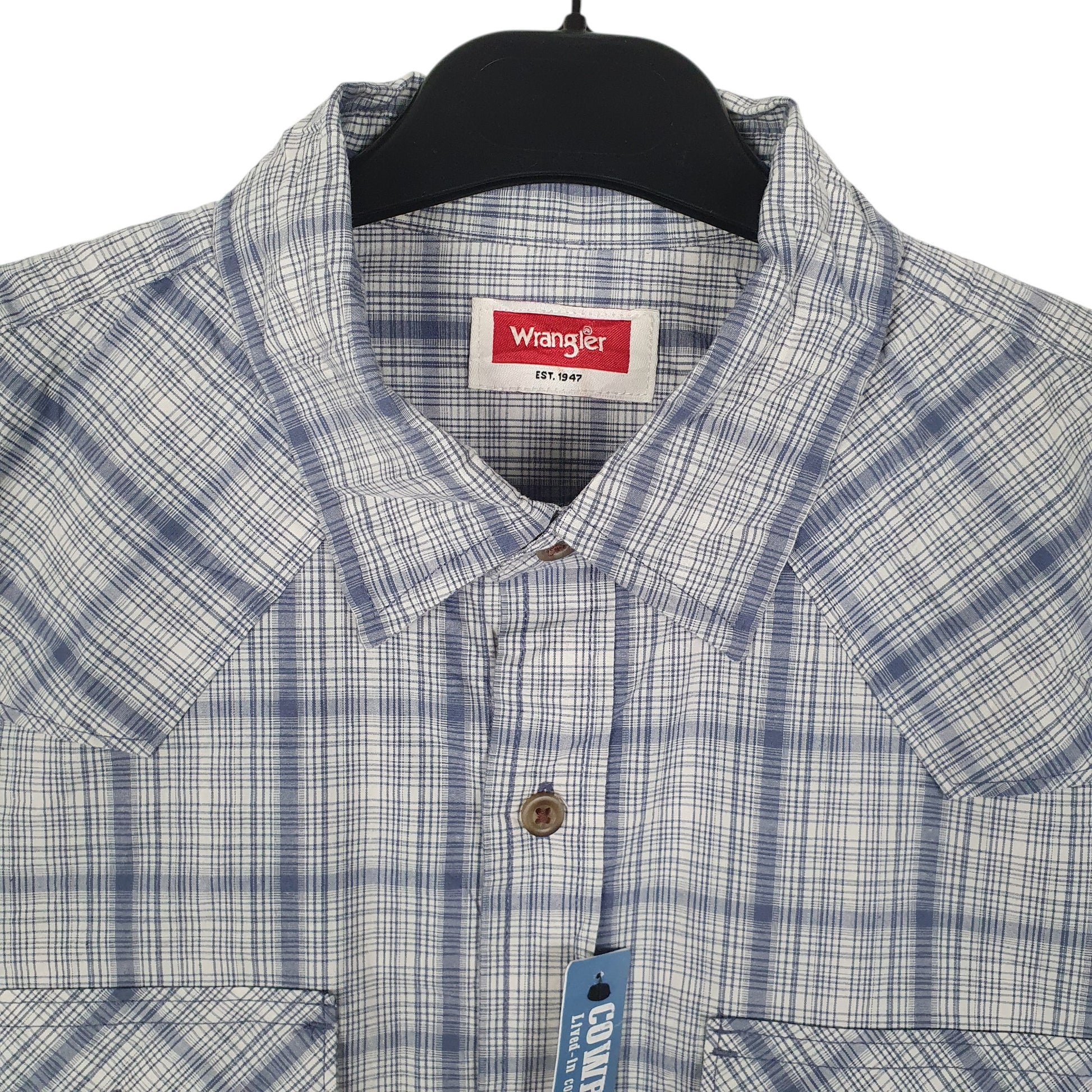 Mens Blue Wrangler Cowboy Wash  Shirt