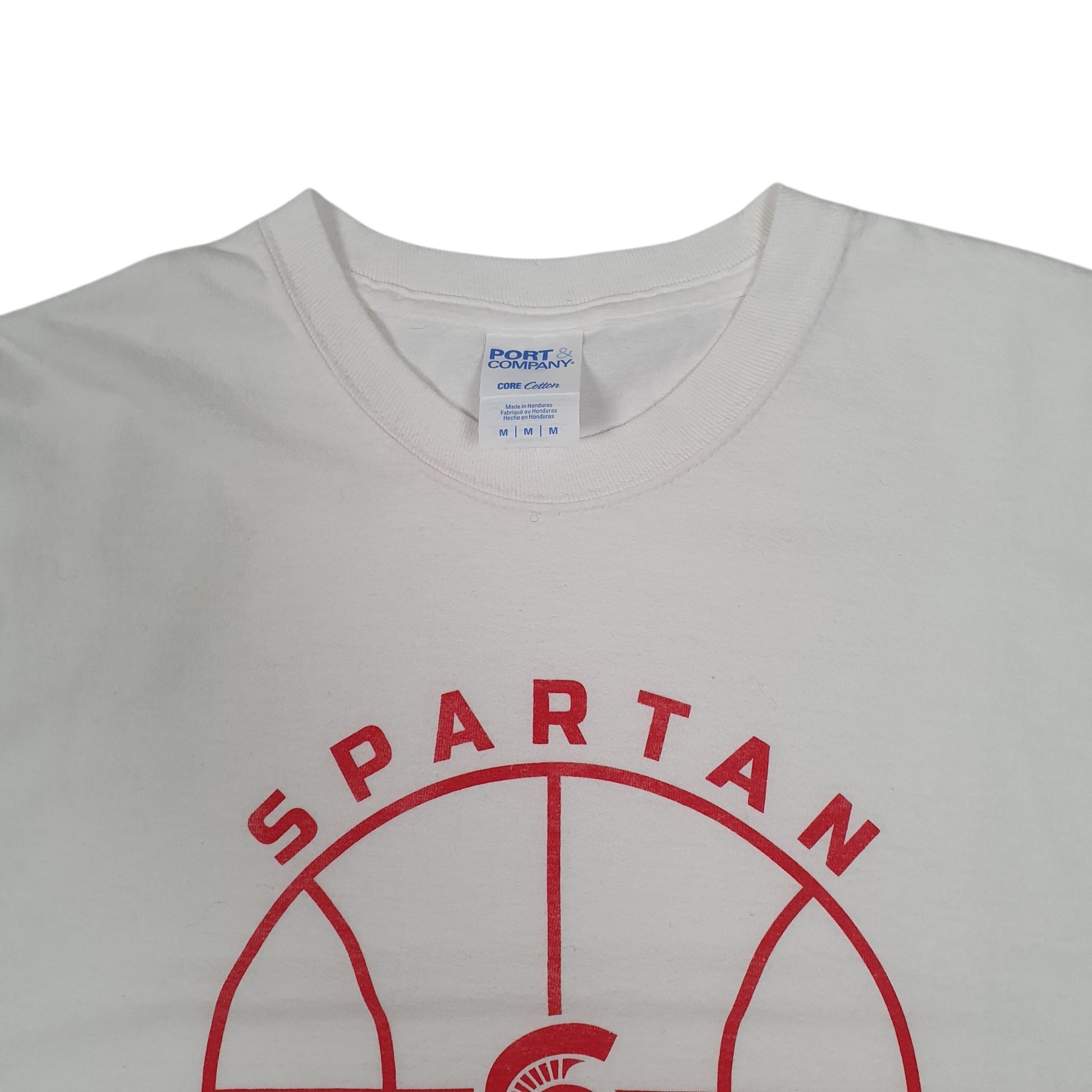 Mens White Port & Company Spartans Basketball  T Shirt